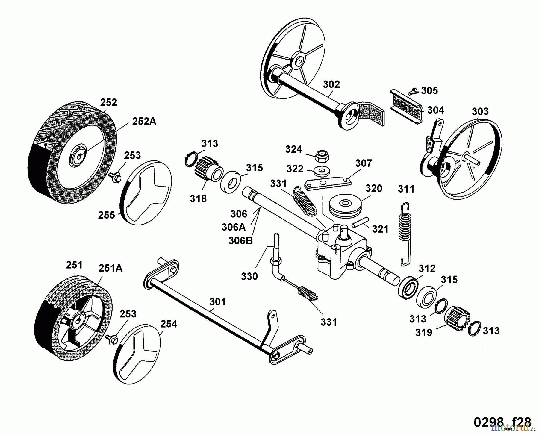  Wolf-Garten Elektromäher mit Antrieb 6.42 EA 4925080 Serie E  (1998) Getriebe, Räder