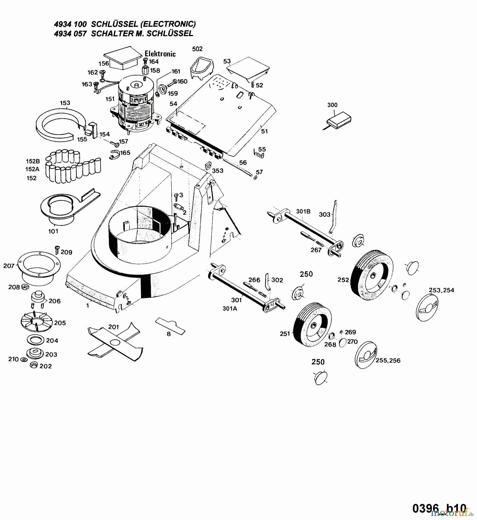  Wolf-Garten Akkumäher 6.35 Accu 4934680 Serie D  (1996) Elektromotor, Elektroteile, Messer, Räder