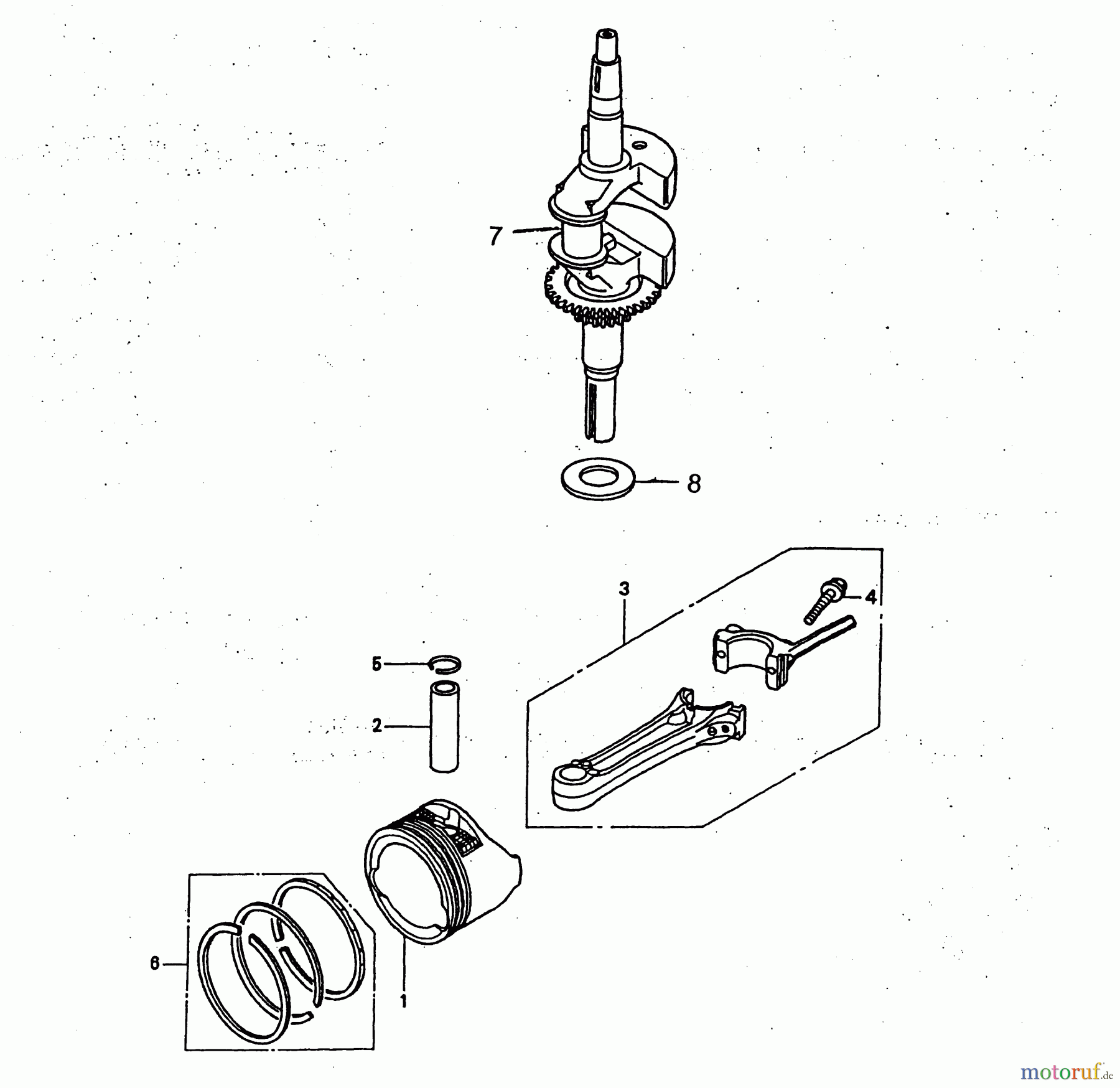  Wolf-Garten Benzinmotoren Honda GCV 135 2098070  (2003) Kolben, Kurbelwelle, Pleuel