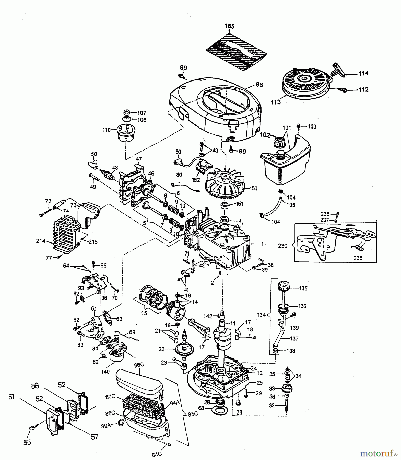  Wolf-Garten Benzinmotoren Tecumseh Prisma 156 2031005  (2003) Motor