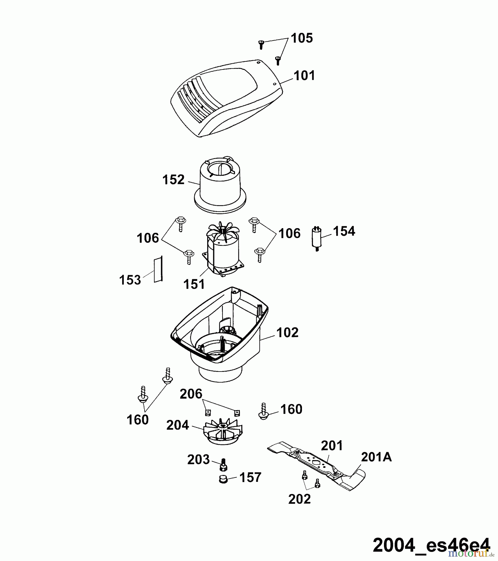  Wolf-Garten Elektromäher Esprit 46 E 4620680 Serie B, C  (2004) Abdeckhaube Motor, Messer, Motor