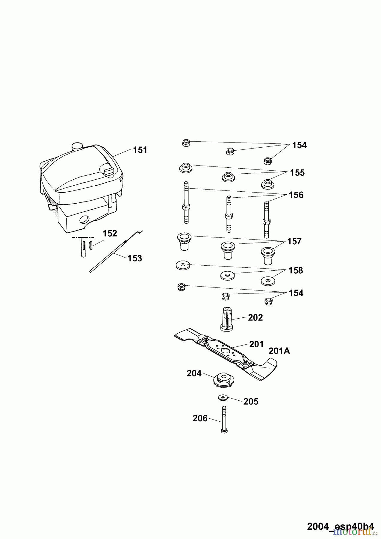  Wolf-Garten Motormäher Esprit 40 B 4001000 Serie E  (2004) Messer, Messeraufnahme, Motor