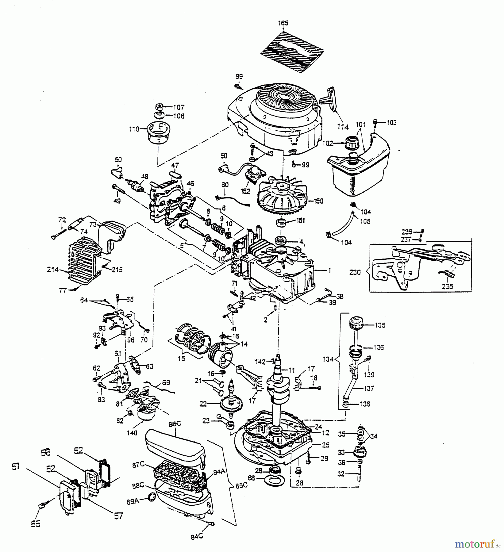  Wolf-Garten Benzinmotoren Tecumseh Prisma 156 2031050  (1997) Motor