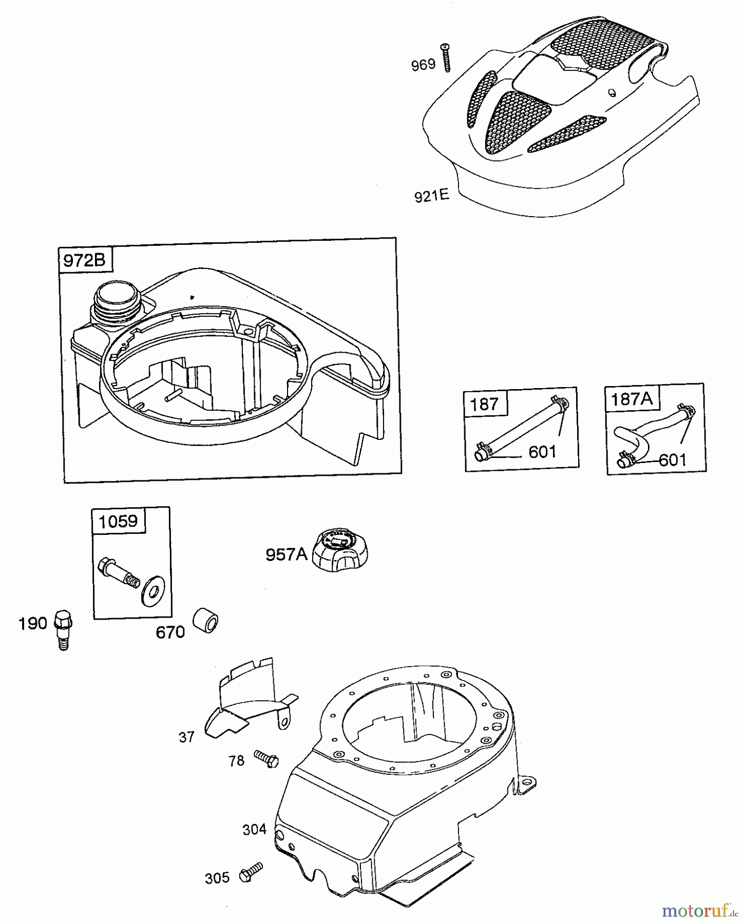  Wolf-Garten Benzinmotoren Briggs&Stratton Quantum 50625 2069075  (2008) Gebläsegehäuse, Tank