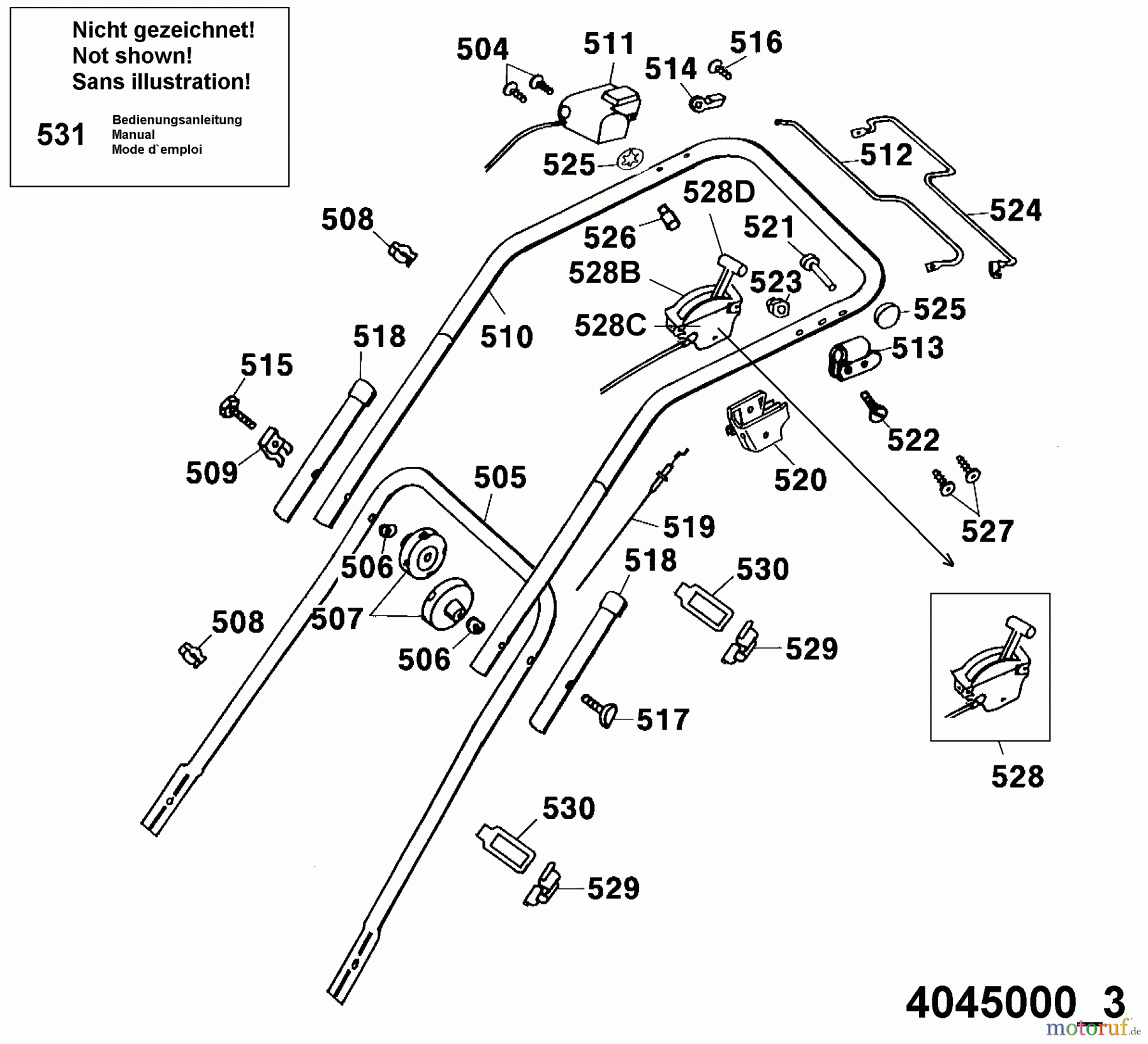  Wolf-Garten Akkumäher mit Antrieb Premio 40 ACA 4045000 Serie A  (2001) Holm