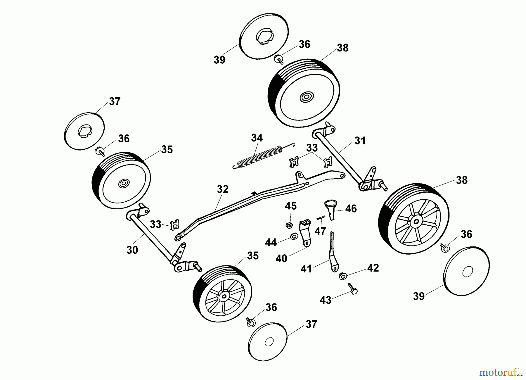  Wolf-Garten Motormäher Concept 43 B 4346000 Serie A  (1999) Höhenverstellung, Räder