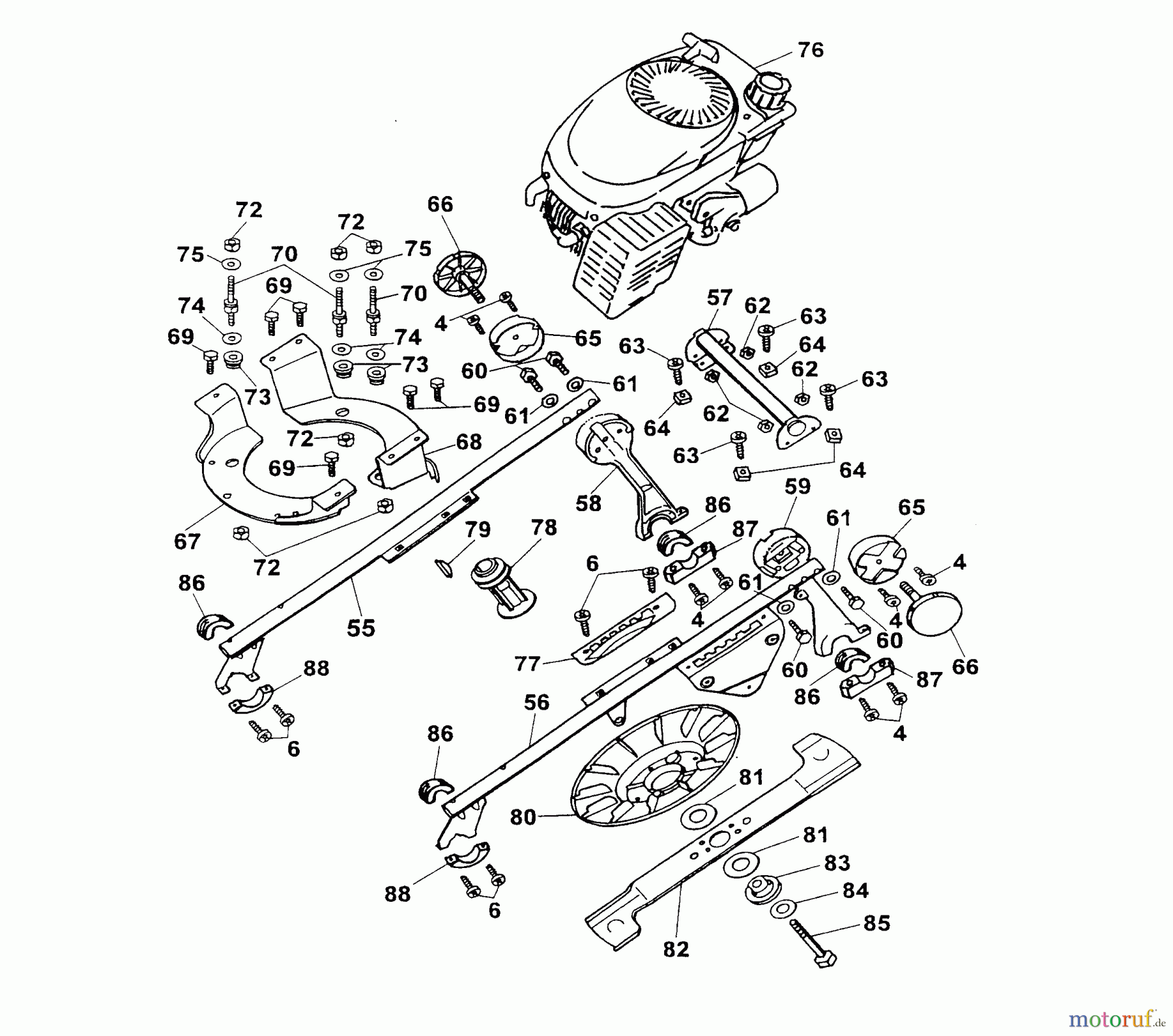  Wolf-Garten Motormäher Concept 43 B 4348000 Serie A  (1999) Gestell, Messer, Motor