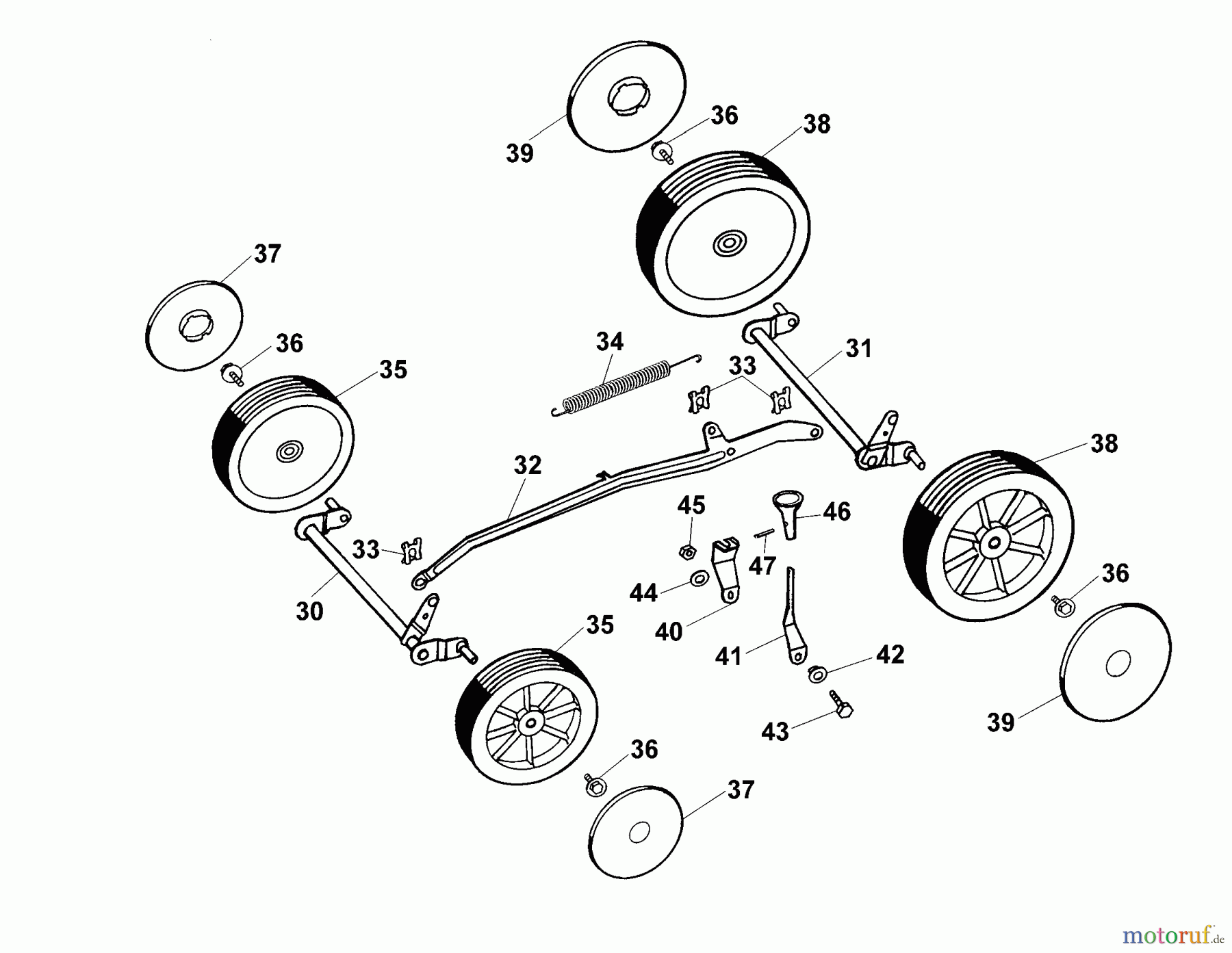  Wolf-Garten Motormäher Concept 43 B 4349000 Serie A  (2000) Räder, Schnitthöhenverstellung