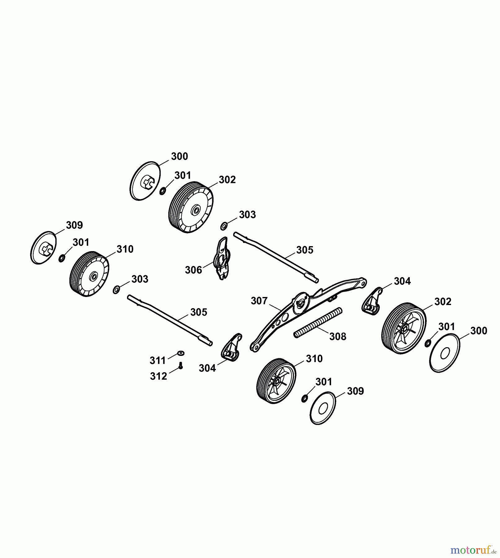  Wolf-Garten Elektromäher 2.32 E-1 4905000 Serie C  (2007) Räder, Schnitthöhenverstellung