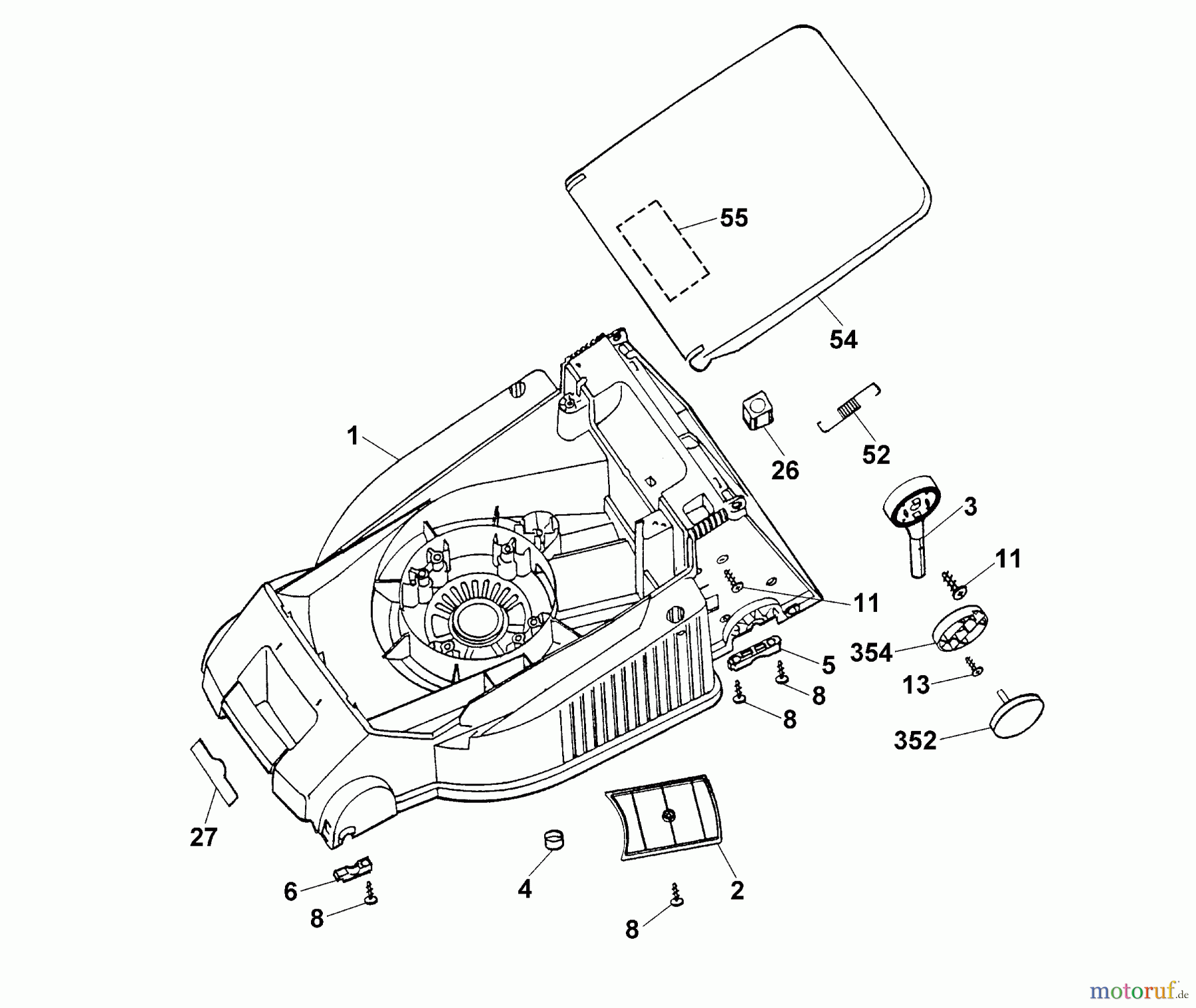  Wolf-Garten Elektromäher mit Antrieb 6.40 EA 4955000 Serie A  (1999) Mähwerksgehäuse