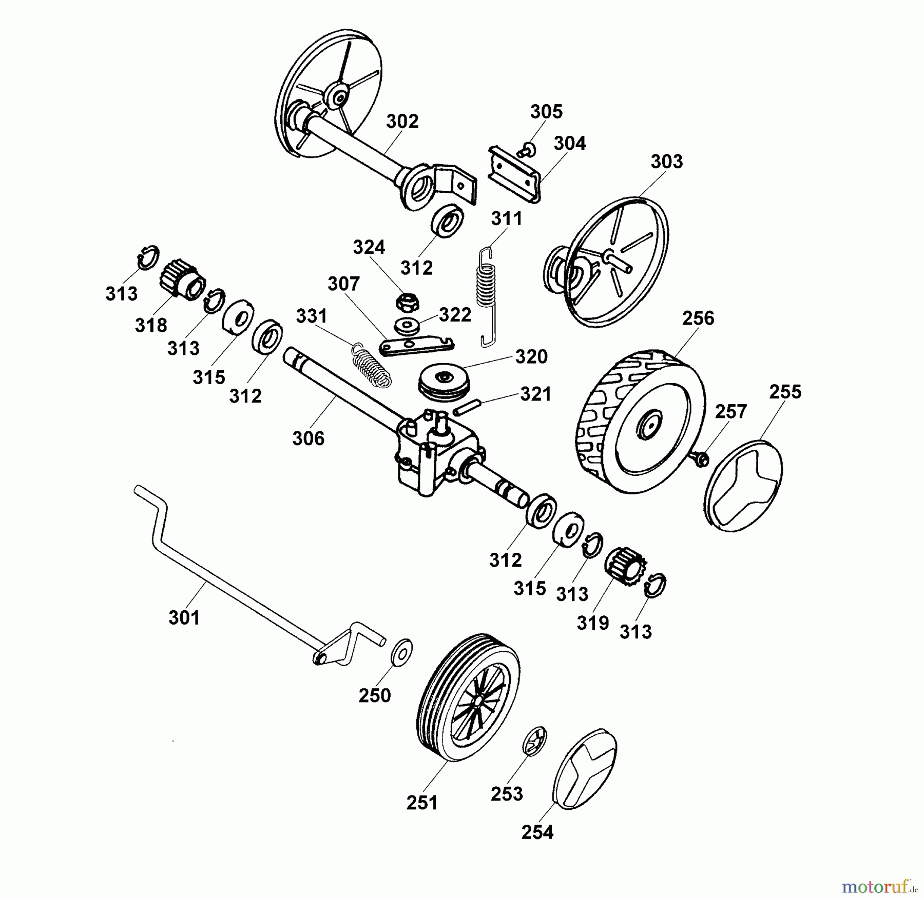  Wolf-Garten Elektromäher mit Antrieb 6.40 EA 4955000 Serie A  (1999) Getriebe, Räder, Schnitthöhenverstellung