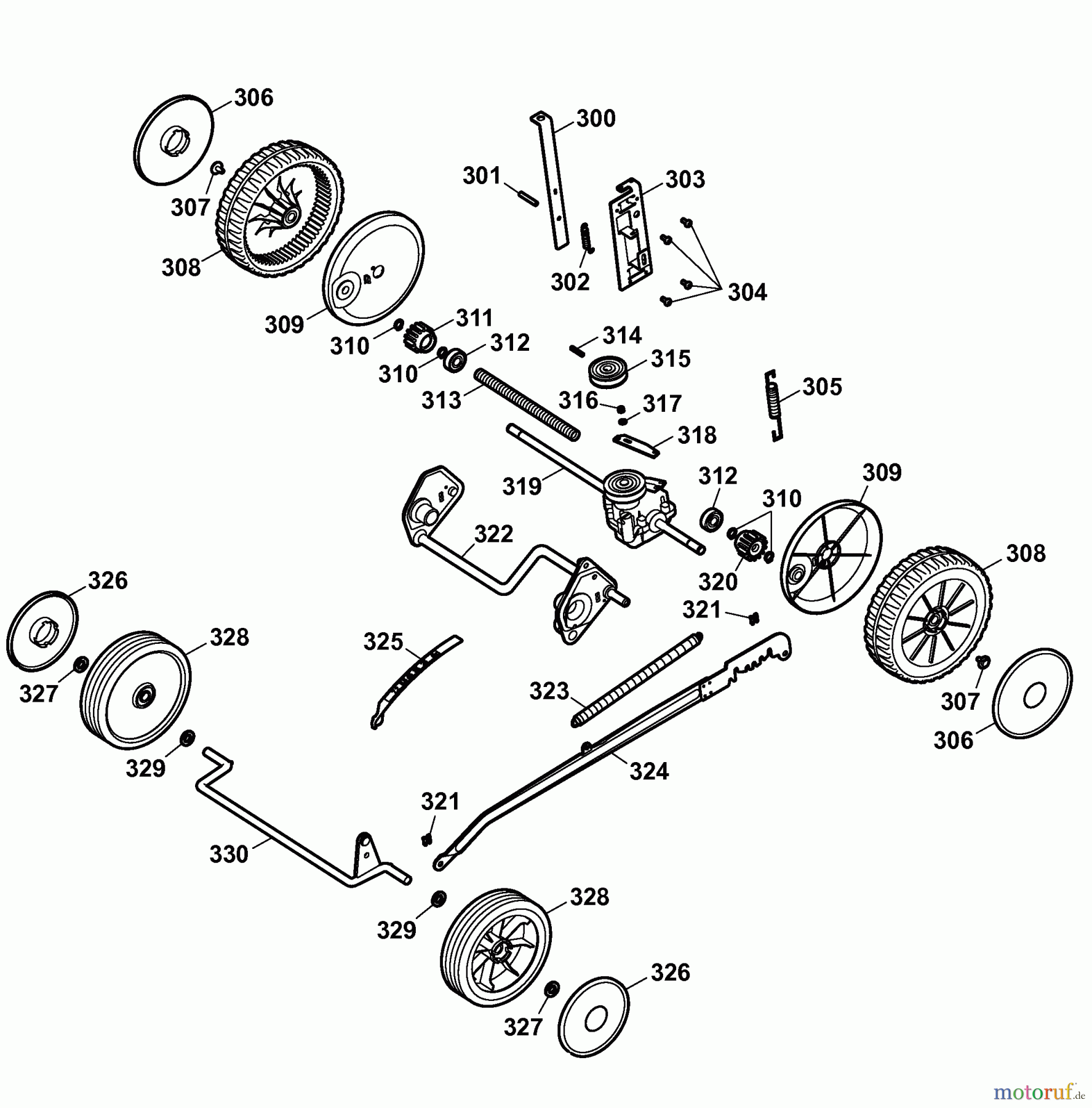  Wolf-Garten Elektromäher mit Antrieb 2.40 EA 4965000 Serie A  (2006) Höhenverstellung, Räder