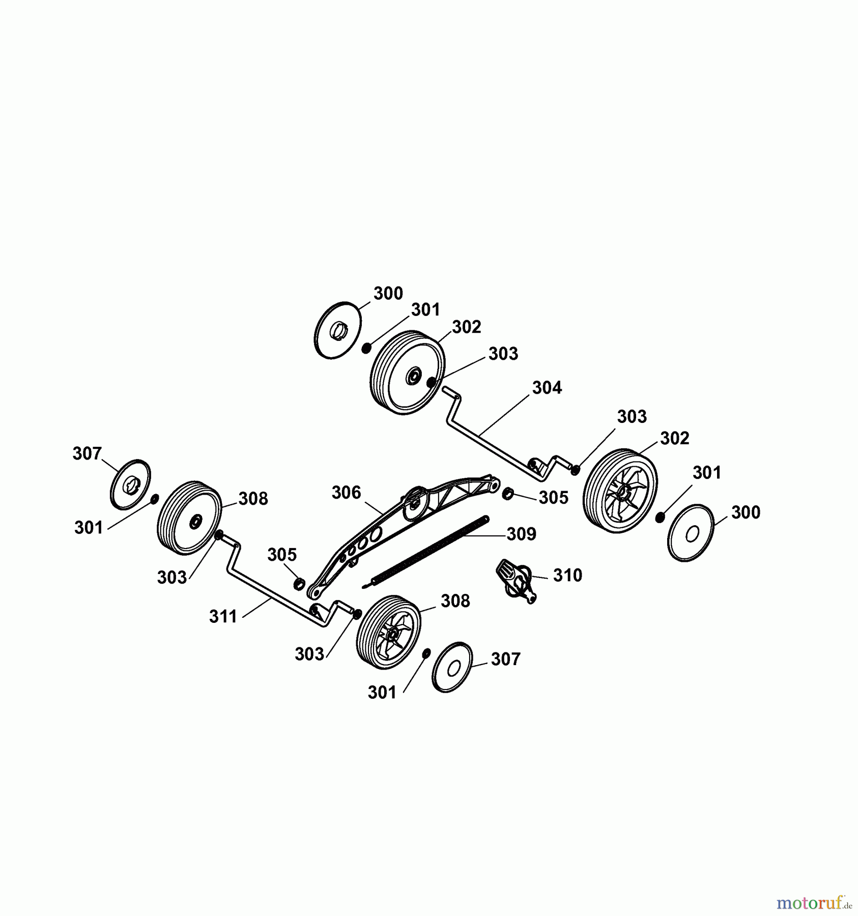  Wolf-Garten Elektromäher 2.40 XC 4968006 Serie A  (2007) Räder, Schnitthöhenverstellung