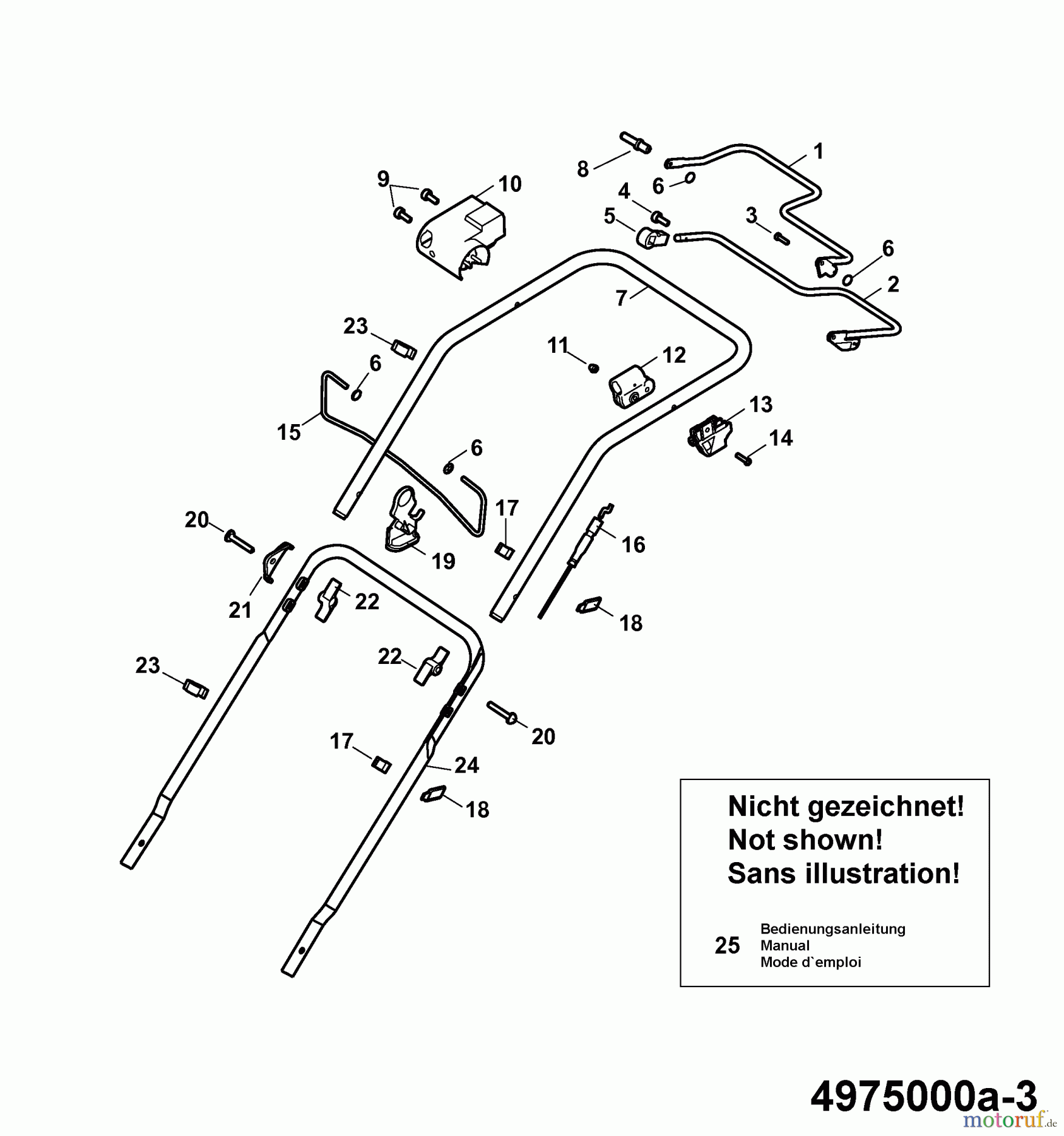  Wolf-Garten Elektromäher mit Antrieb Compact plus 40 EA-1 4975000 Serie A  (2007) Holm