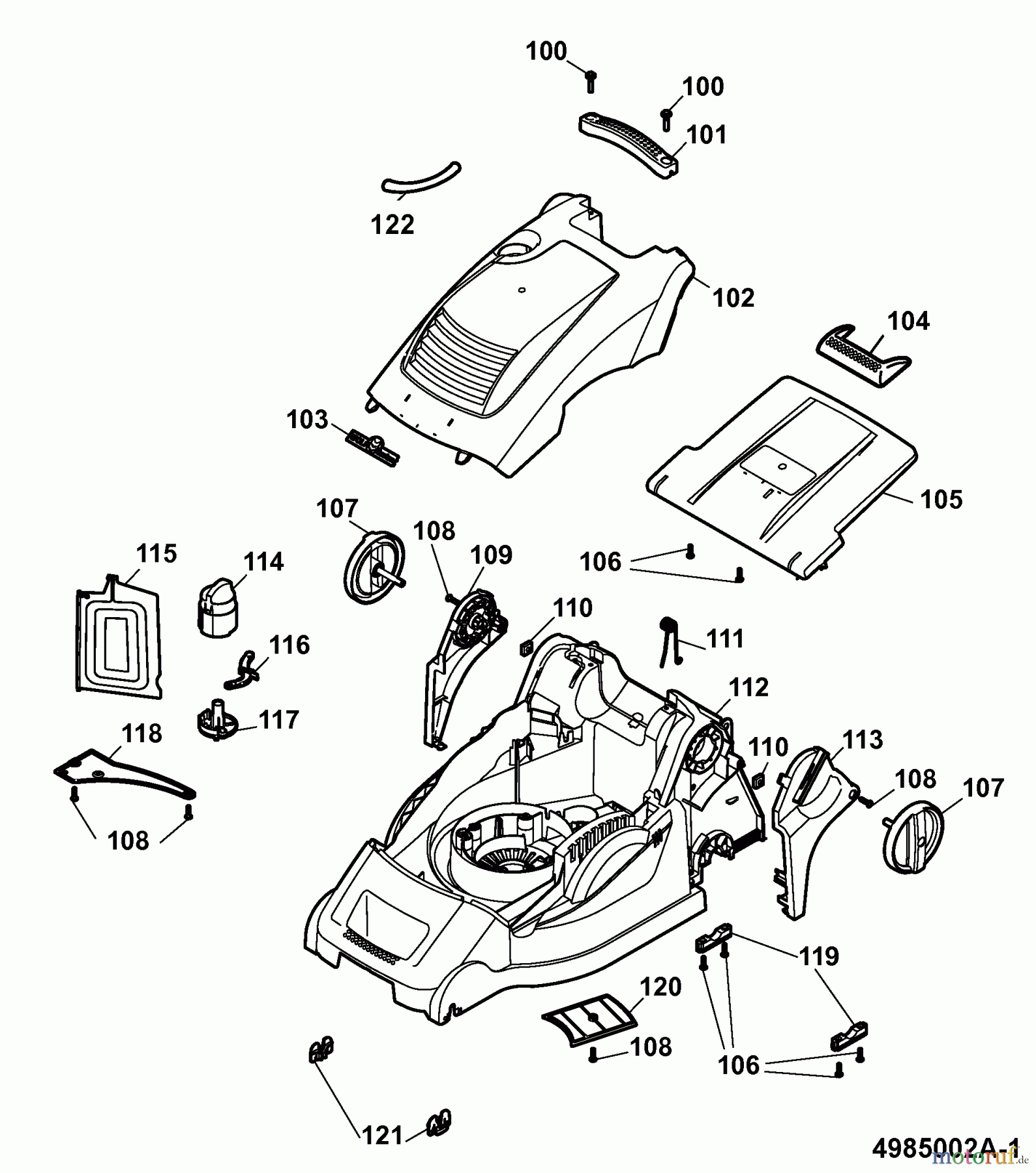  Wolf-Garten Elektromäher mit Antrieb Power Edition 40 EA-1 4985002 Serie A  (2009) Mähwerksgehäuse