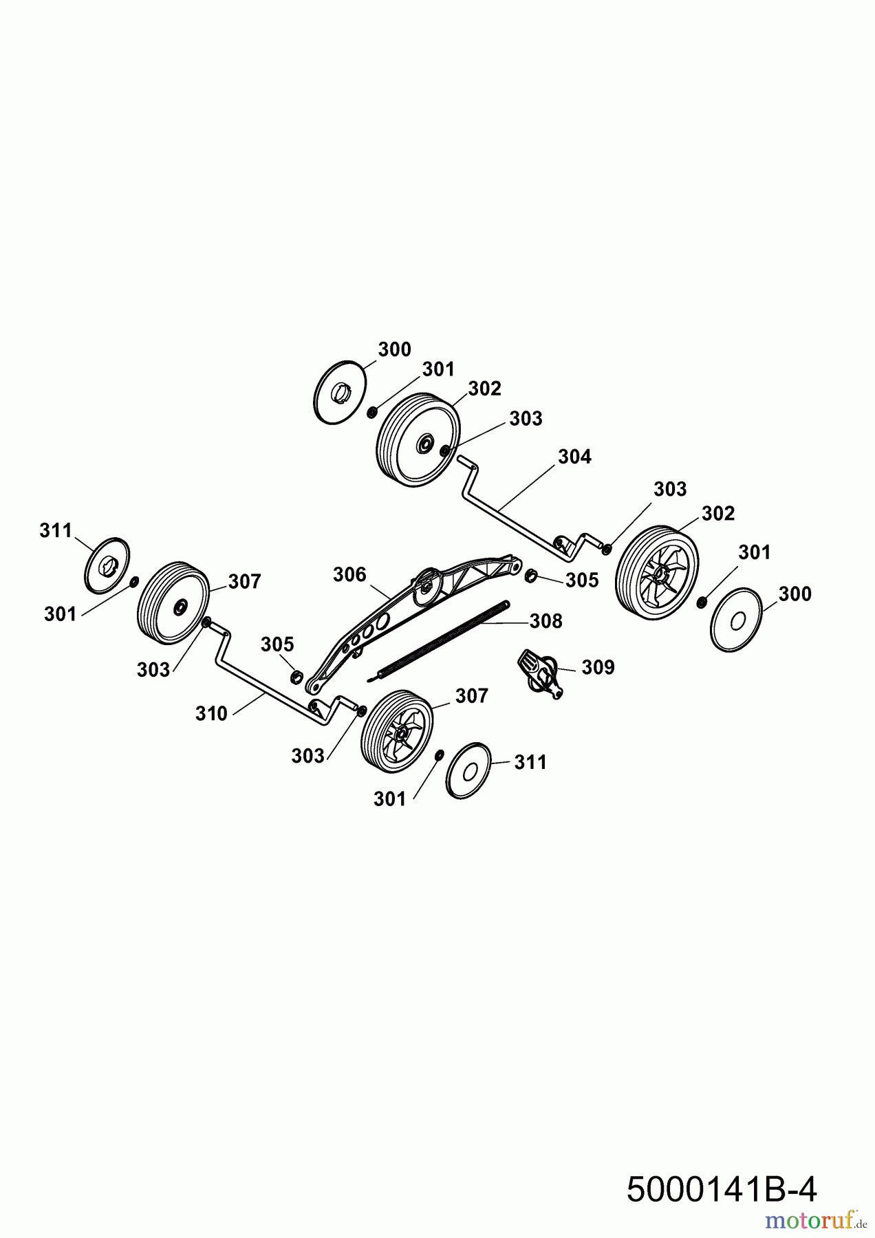  Wolf-Garten Elektromäher 541 5000141 Serie B  (2011) Achsen, Räder