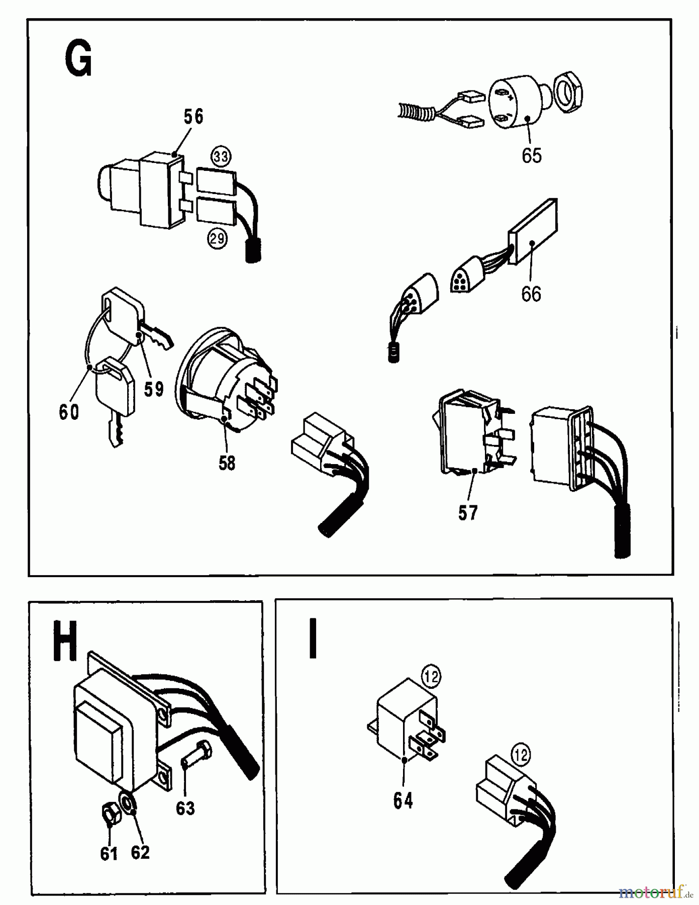  Wolf-Garten Rasentraktoren Trac OHV 6 6200000 Serie A  (2001) Elektroteile