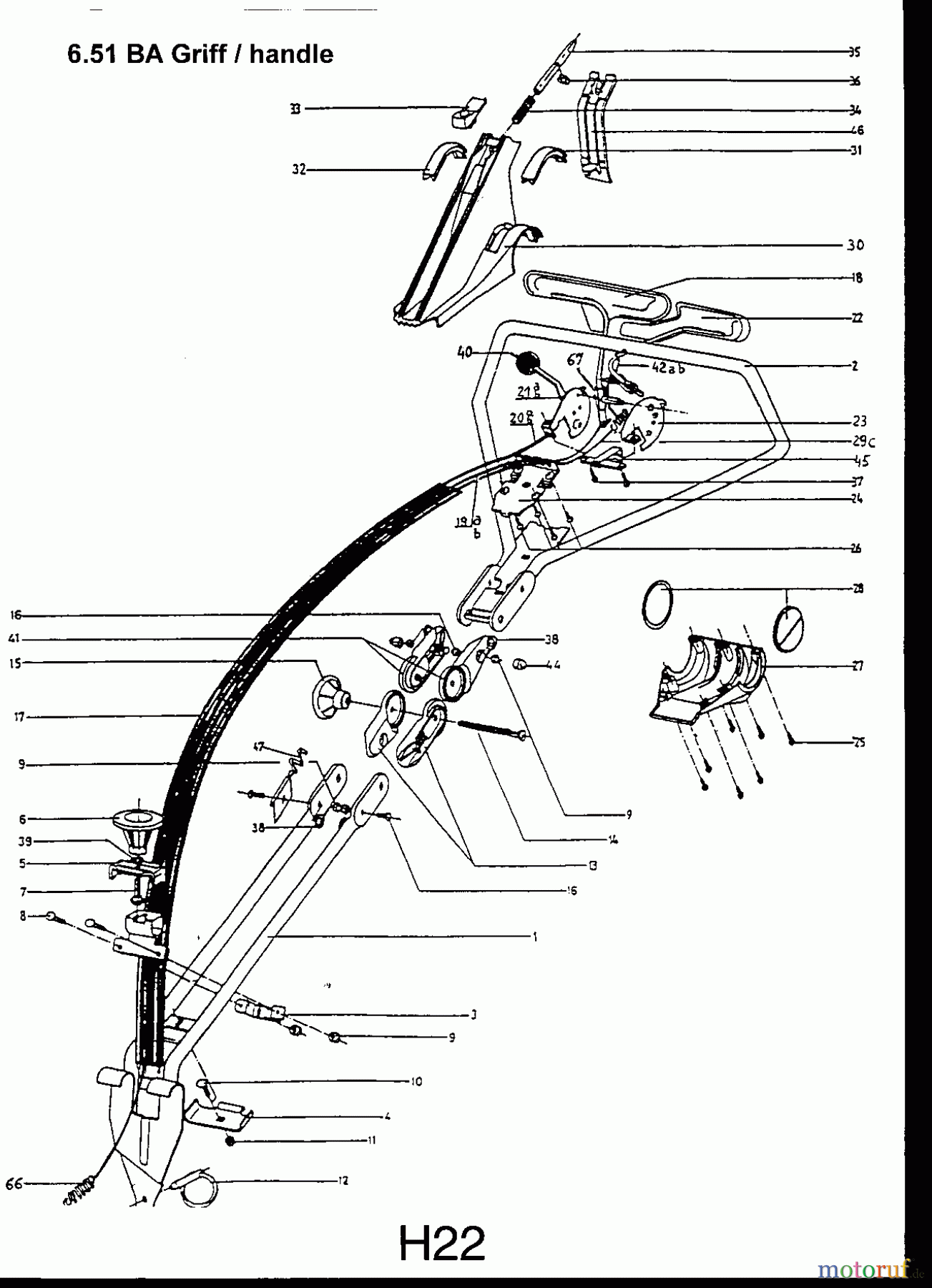  Wolf-Garten Motormäher mit Antrieb 6.51 BA 6950580 Serie A  (2000) Holm