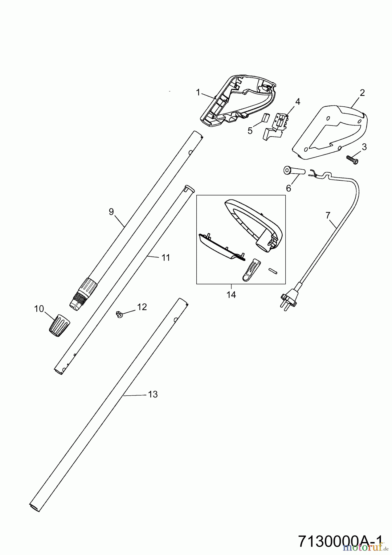  Wolf-Garten Elektrotrimmer GT 840 7130000 Serie A  (2004) Griff, Schalter