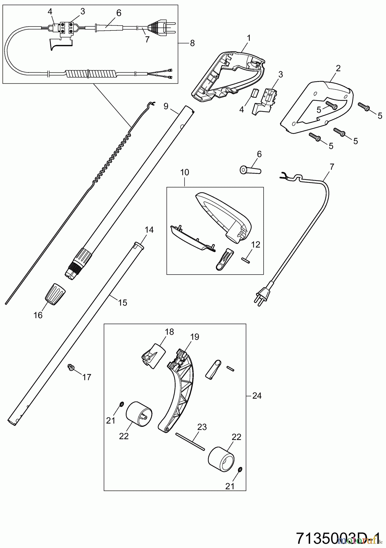  Wolf-Garten Elektrotrimmer GT 845 7135003 Serie D  (2007) Griff, Schalter