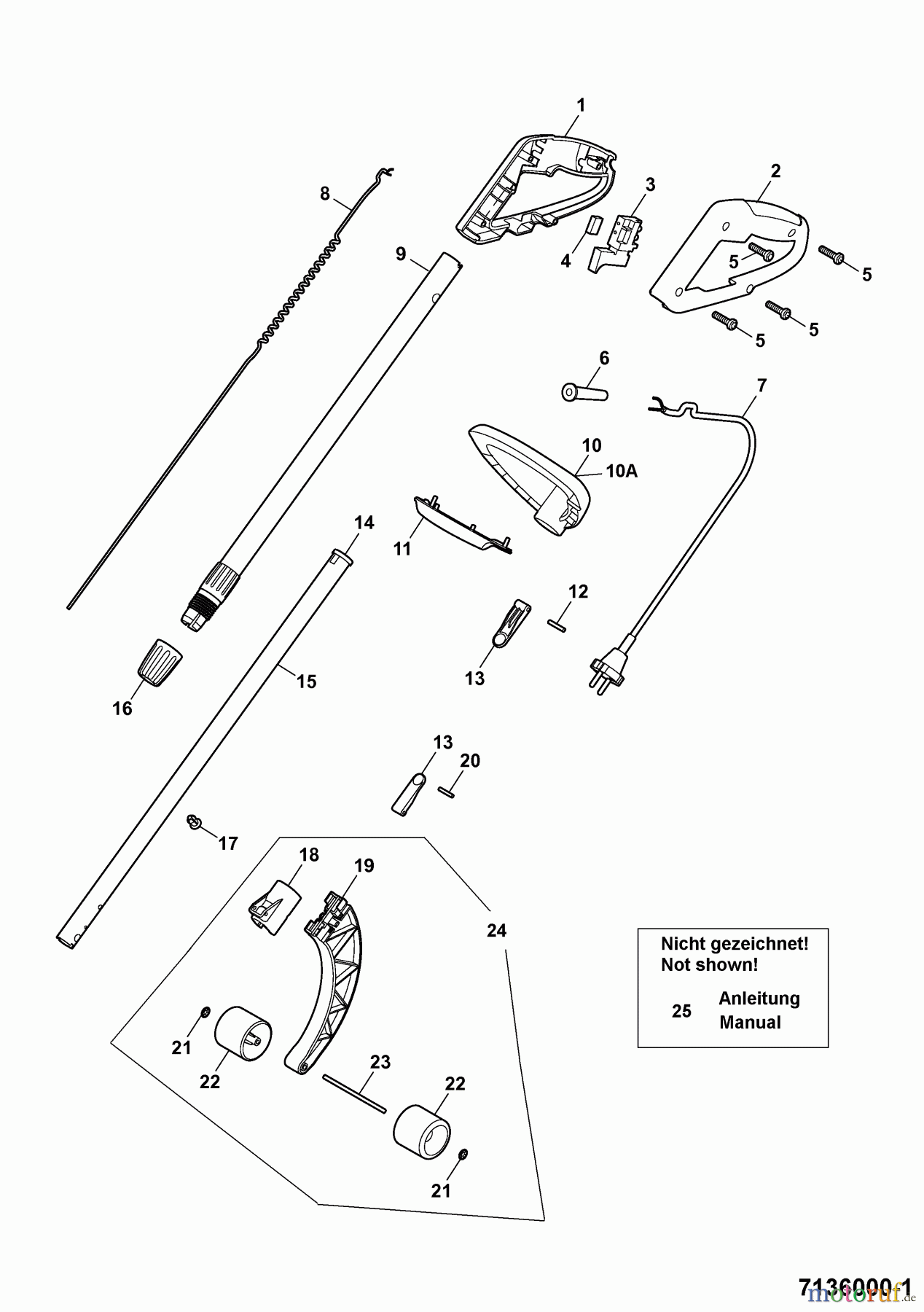  Wolf-Garten Elektrotrimmer GT 850 7136000 Serie B  (2006) Holm