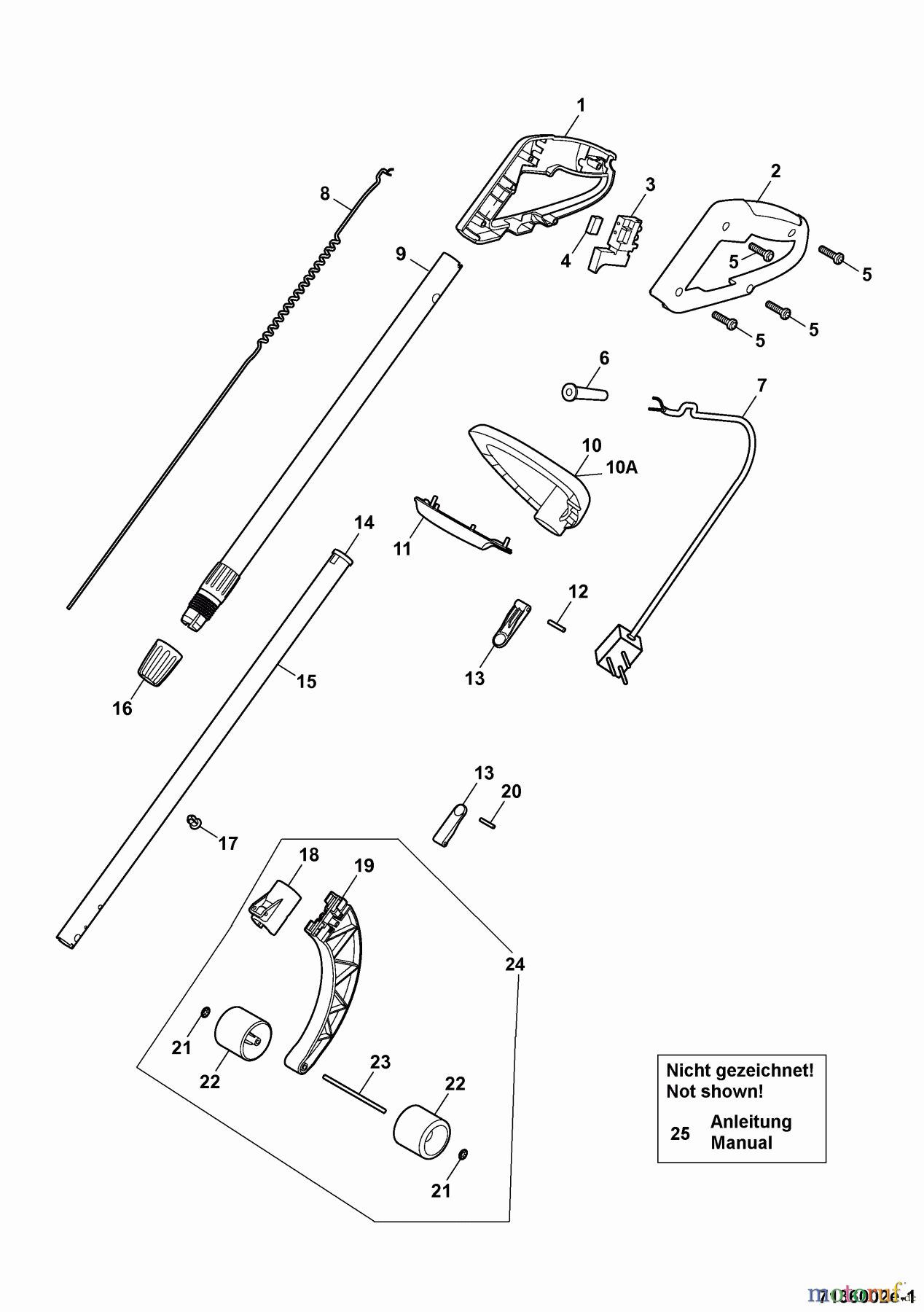  Wolf-Garten Elektrotrimmer GT 850 7136002 Serie E  (2007) Holm