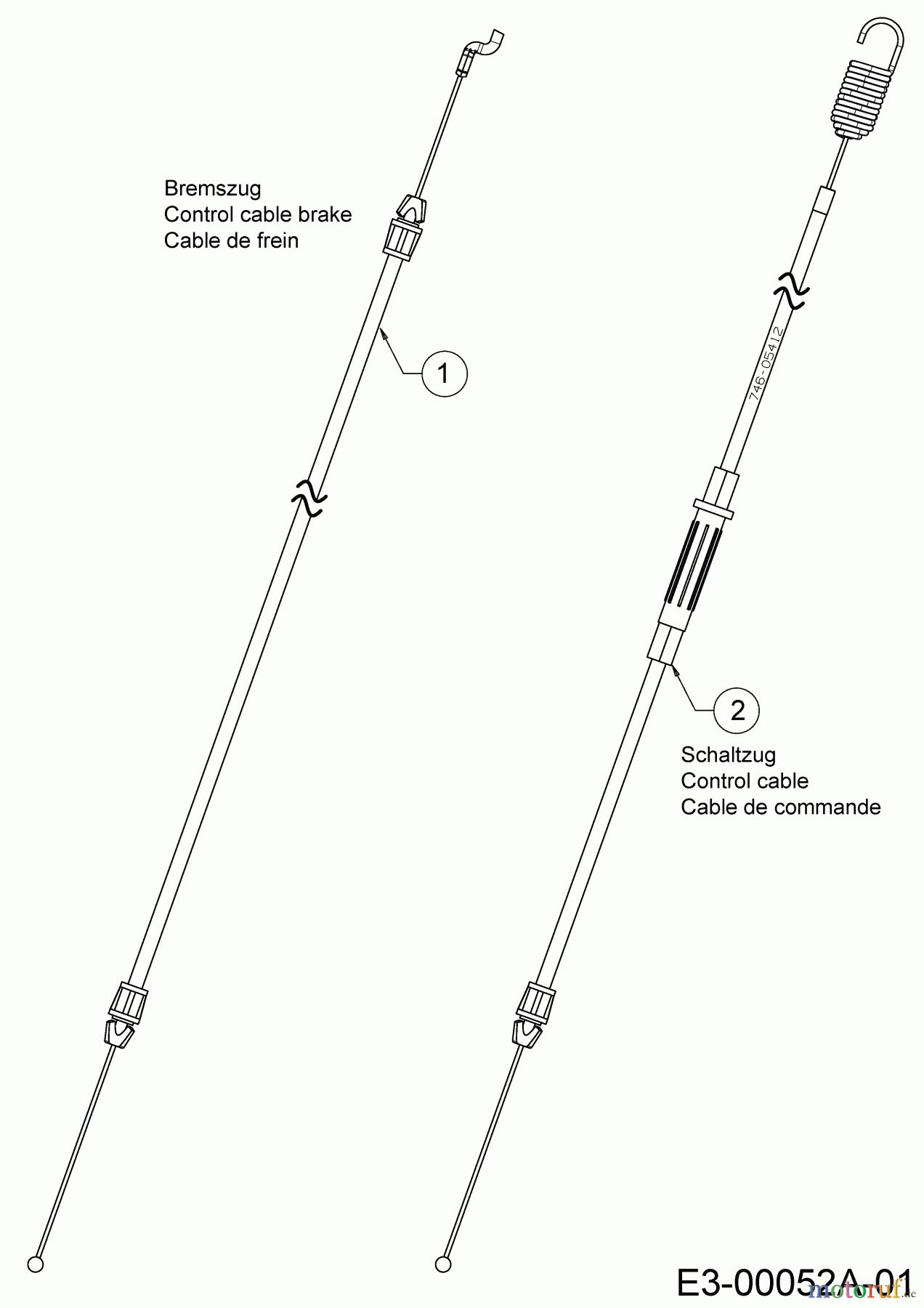  Wolf-Garten Motormäher mit Antrieb Expert 46 B S 12A-YA5L650  (2018) Bremszug, Schaltzug