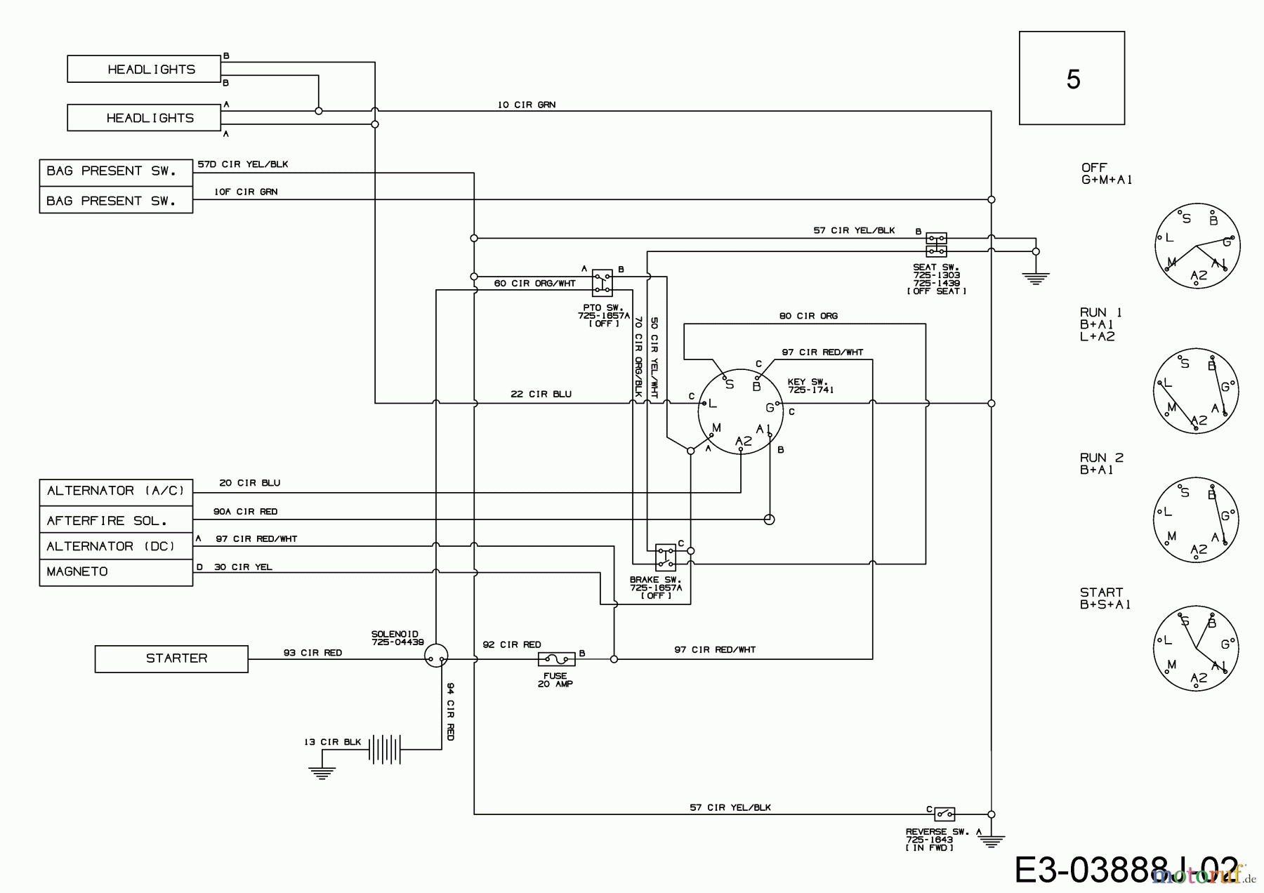  Wolf-Garten Rasentraktoren 92.130 T 13IH76WE650  (2020) Schaltplan