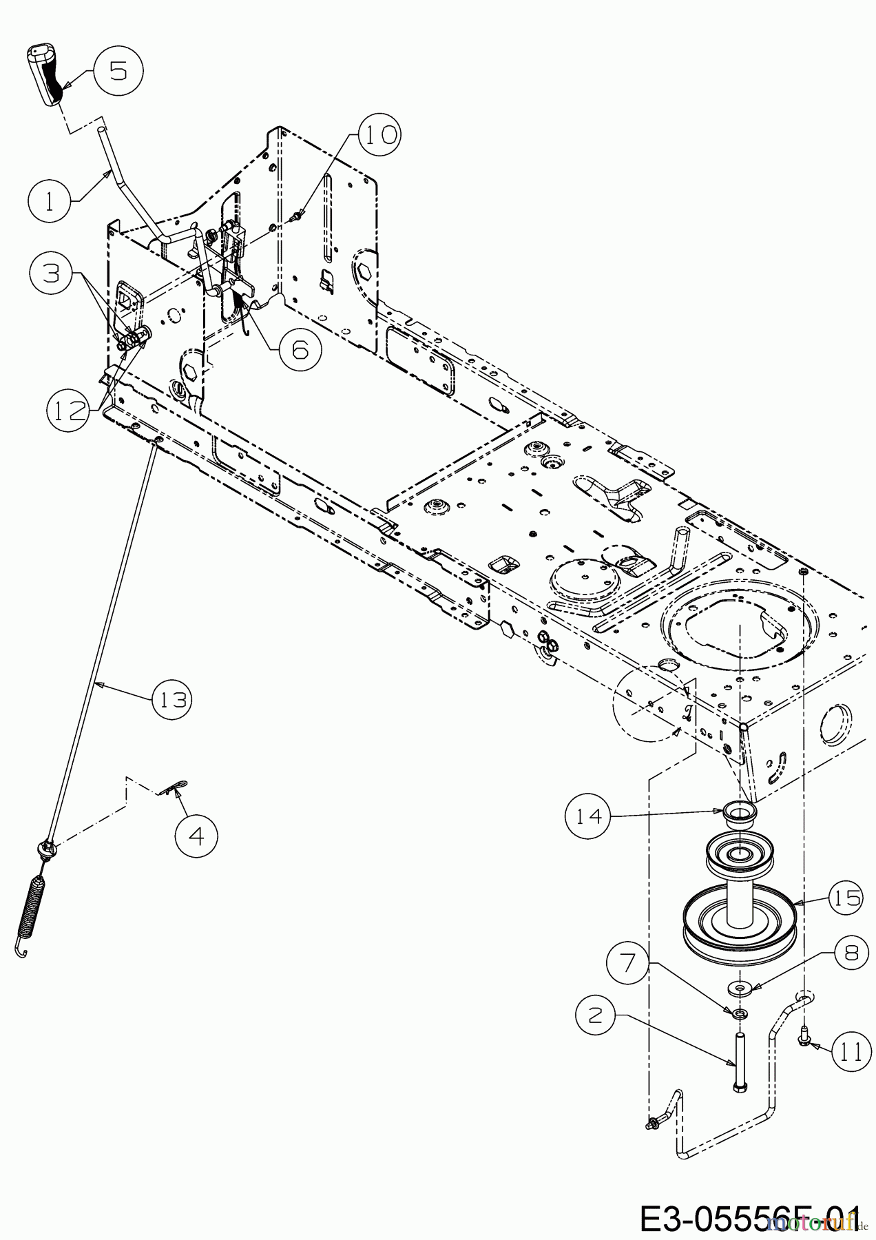  Wolf-Garten Rasentraktoren E 13/96 H 13H2795F650  (2019) Mähwerkseinschaltung, Motorkeilriemenscheibe