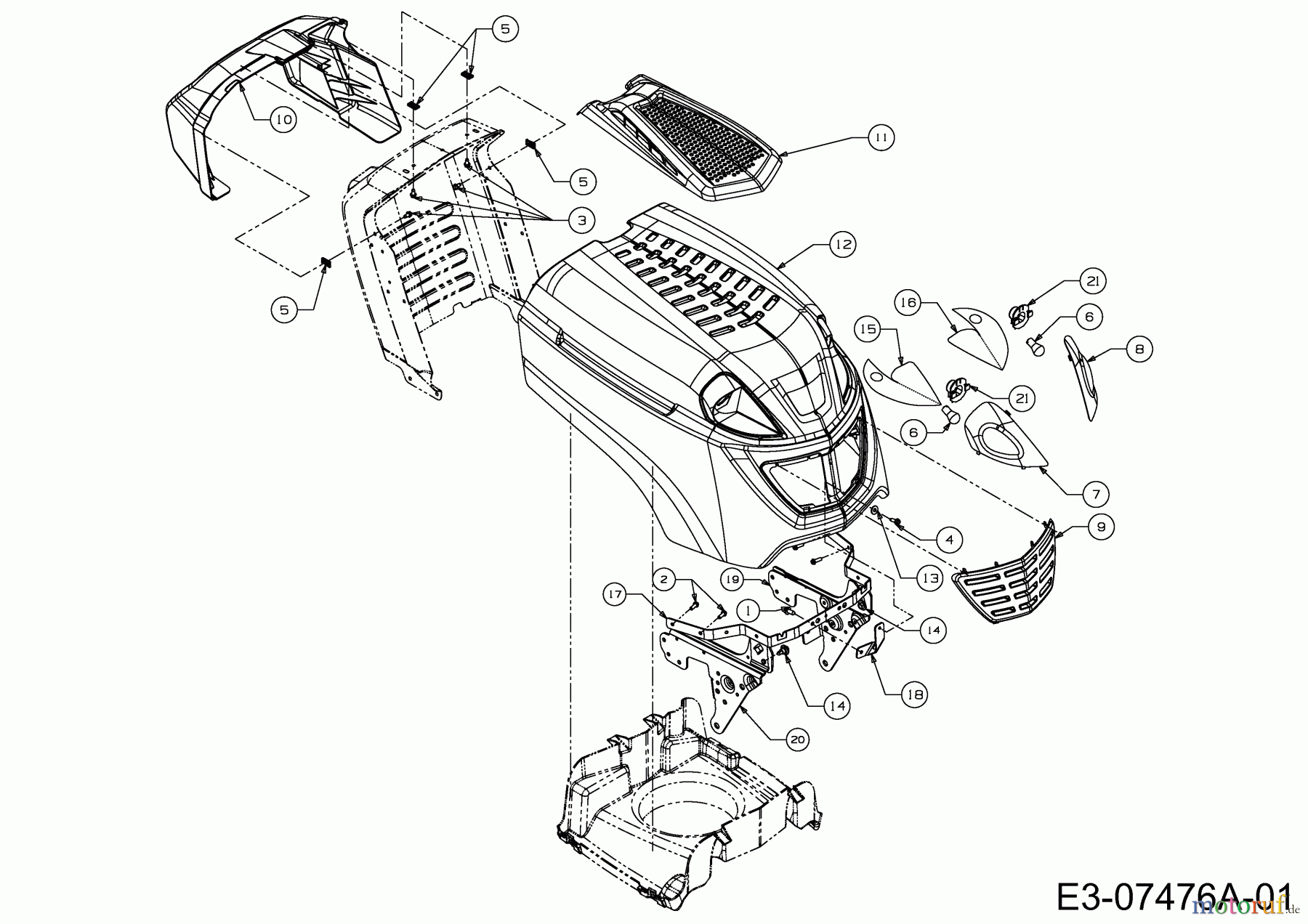  Wolf-Garten Rasentraktoren A 92 H 13AH71RE650  (2020) Motorhaube R-Style