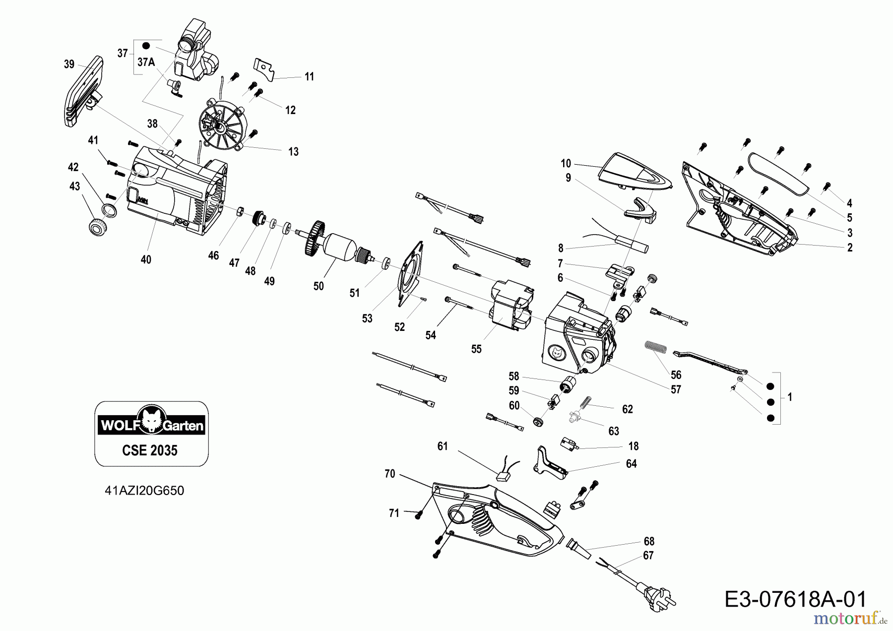  Wolf-Garten Elektrokettensägen CSE 2035 41AZI20G650  (2019) Grundgerät