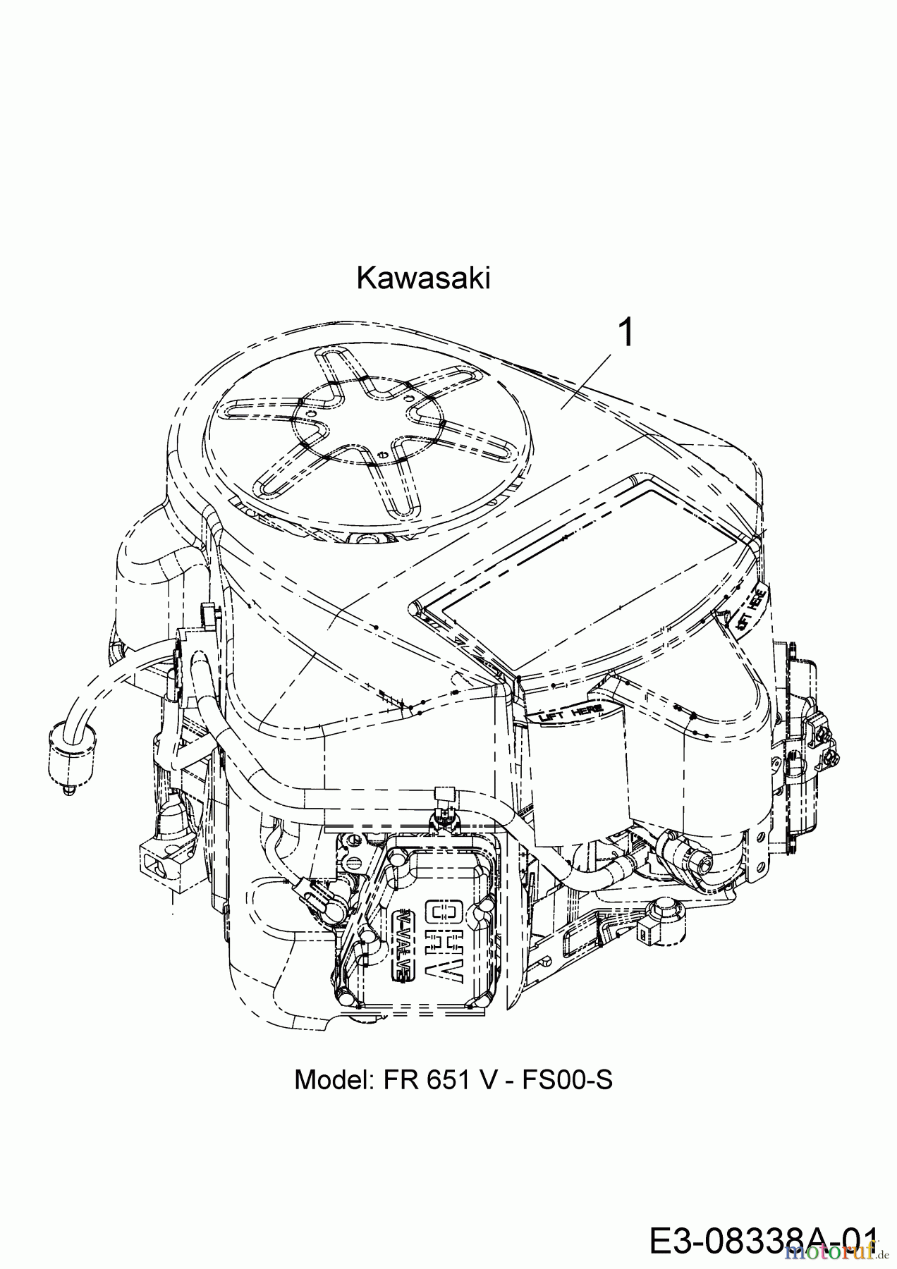  Wolf-Garten Rasentraktoren Expert 107.180 H 13AG93WG650  (2014) Motor Kawasaki