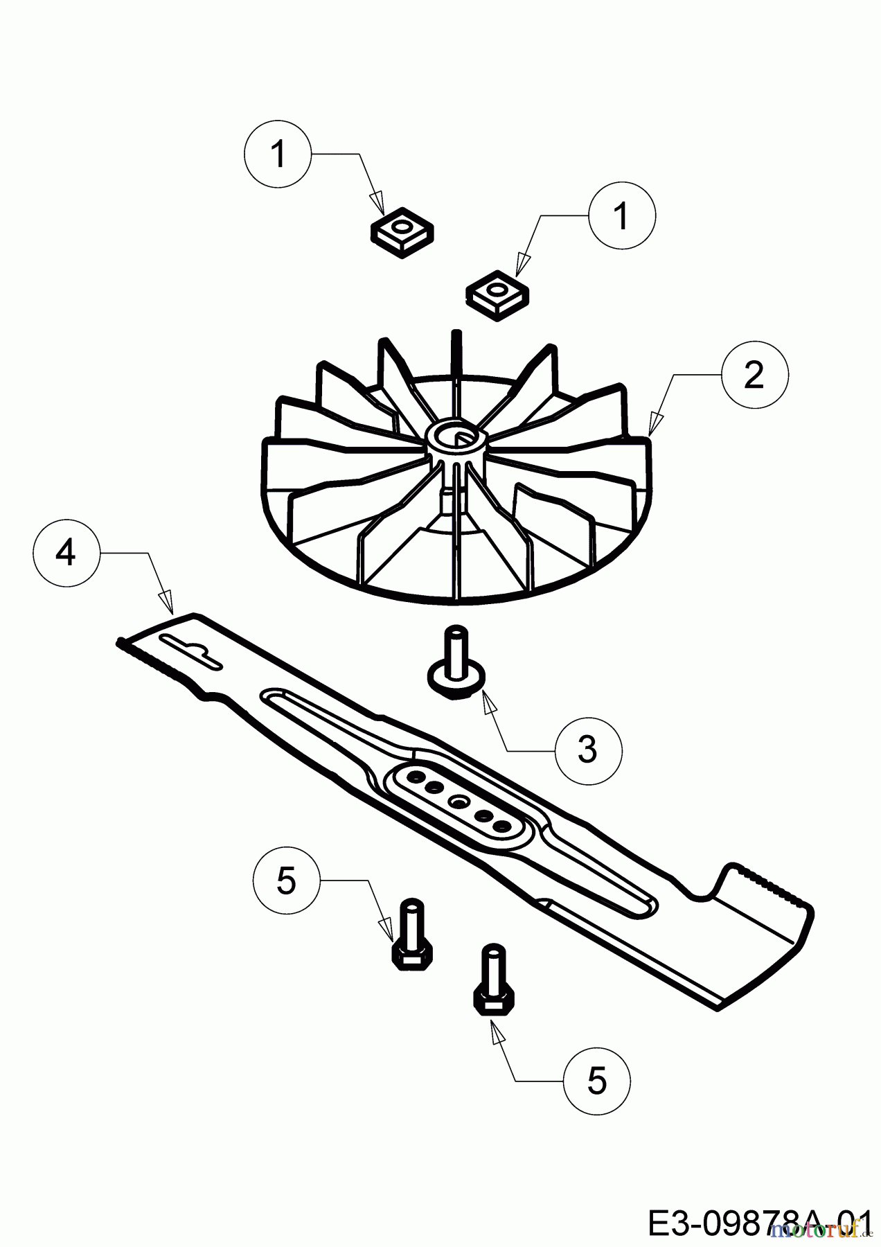  Wolf-Garten Elektromäher Expert 34 E 18CWF1S-C50  (2015) Messer, Messeraufnahme