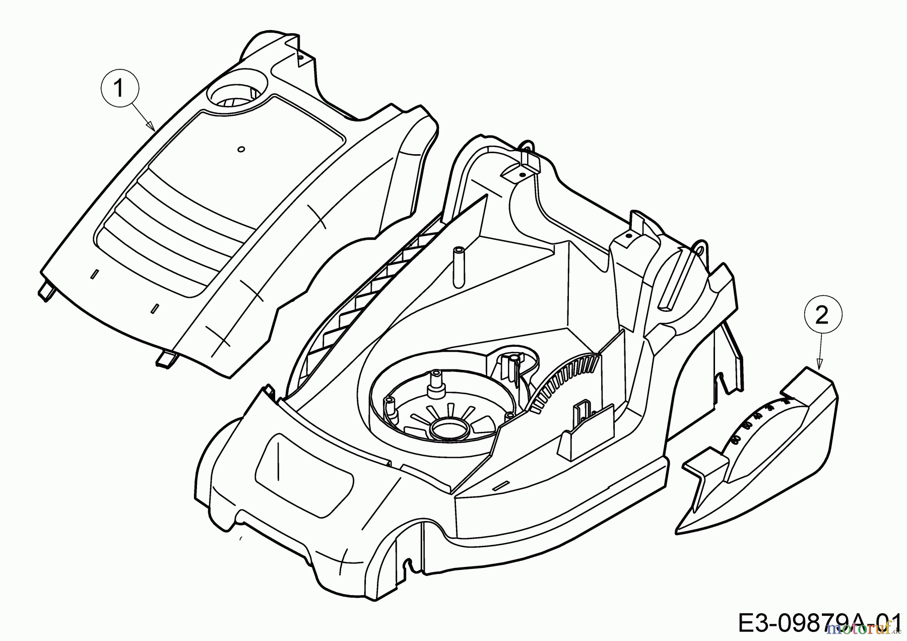  Wolf-Garten Elektromäher Expert 34 E 18CWF1S-C50  (2015) Abdeckung seitlich, Motorhaube