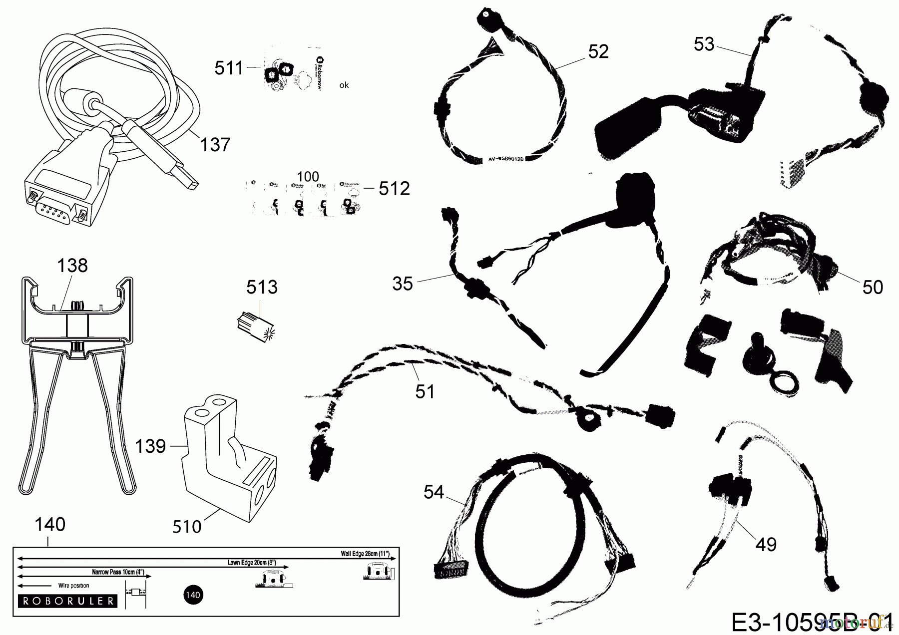  Wolf-Garten Mähroboter Robo Scooter 1800 18AO18LF650  (2014) Kabel, Kabelanschluß, Regensensor, Werkzeug