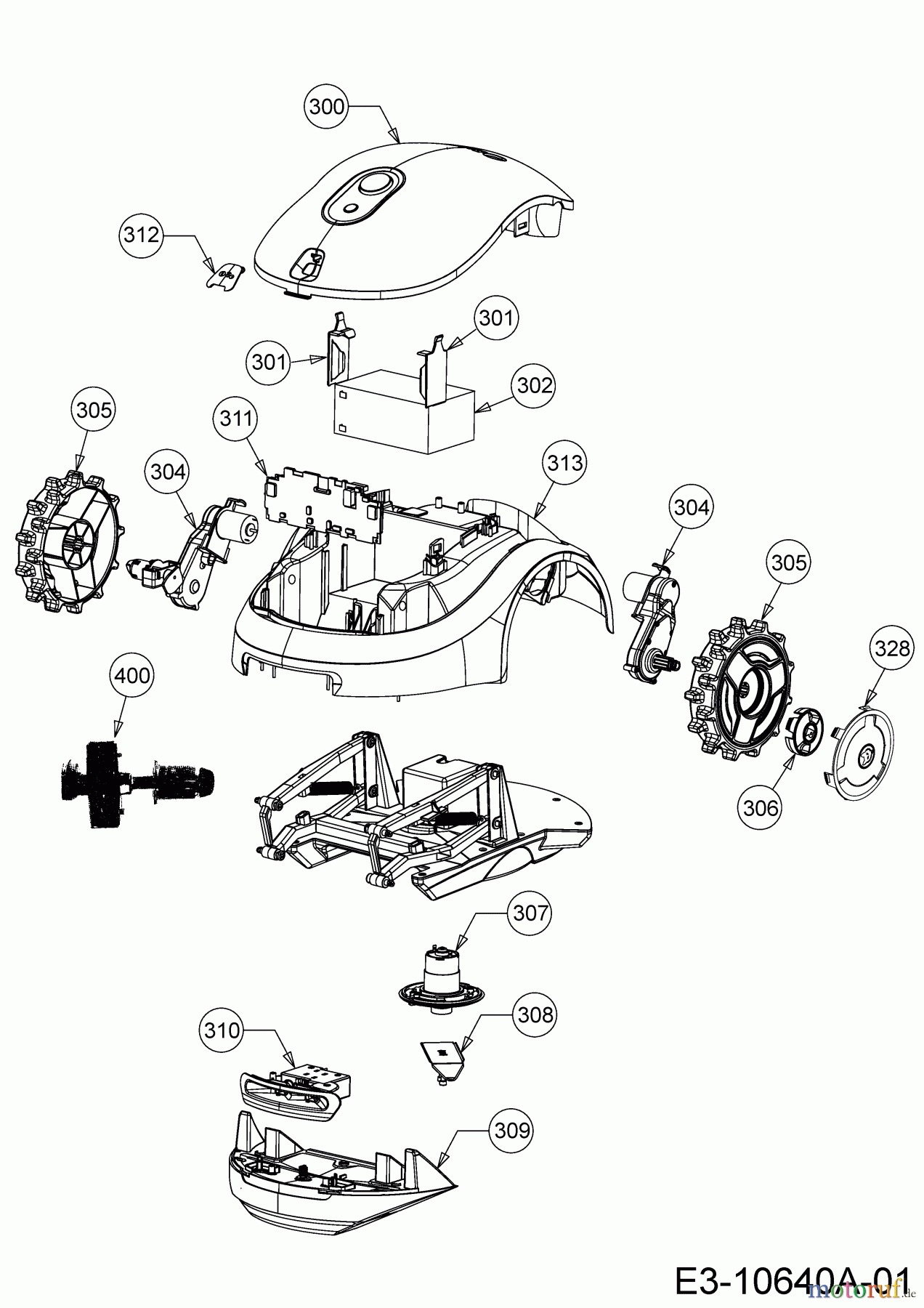  Wolf-Garten Mähroboter Loopo S150 22AXBACA650  (2019) Batterie, Elektromotore, Messer, Räder