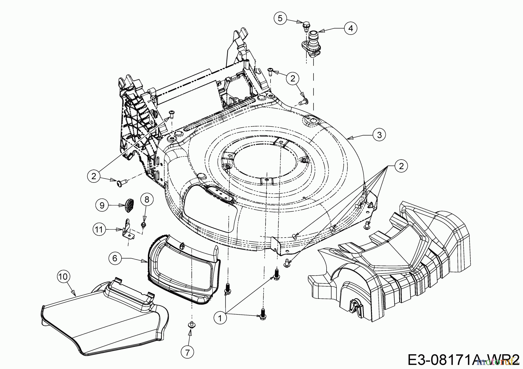  Wolf-Garten Motormäher mit Antrieb A 460 ASPHWIS 12DYTVB9650 (2022) Deflektor, Mähwerksgehäuse, Mulchklappe, Waschdüse