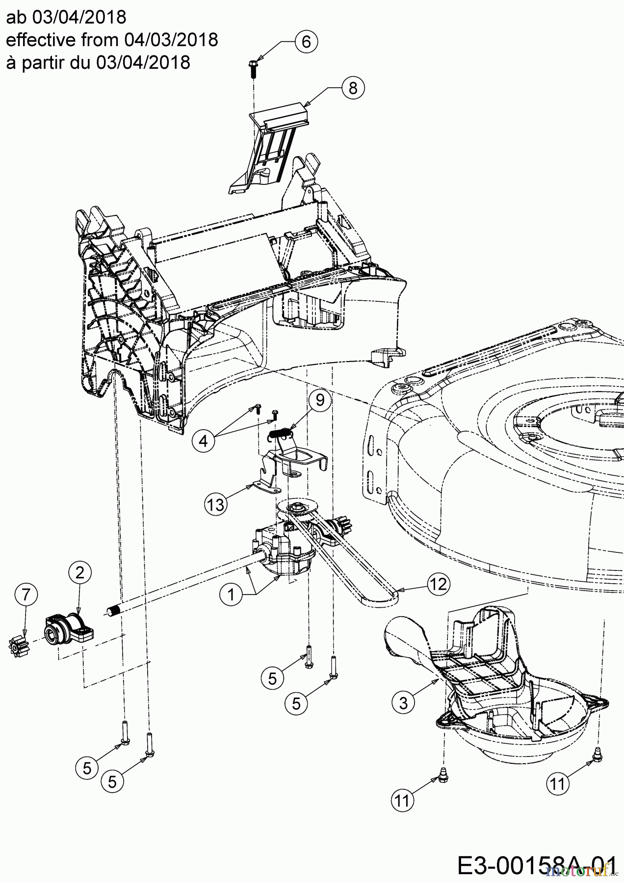  Wolf-Garten Motormäher mit Antrieb AH 4200 H 12A-LV5B650  (2018) Getriebe, Keilriemen ab 03/04/2018