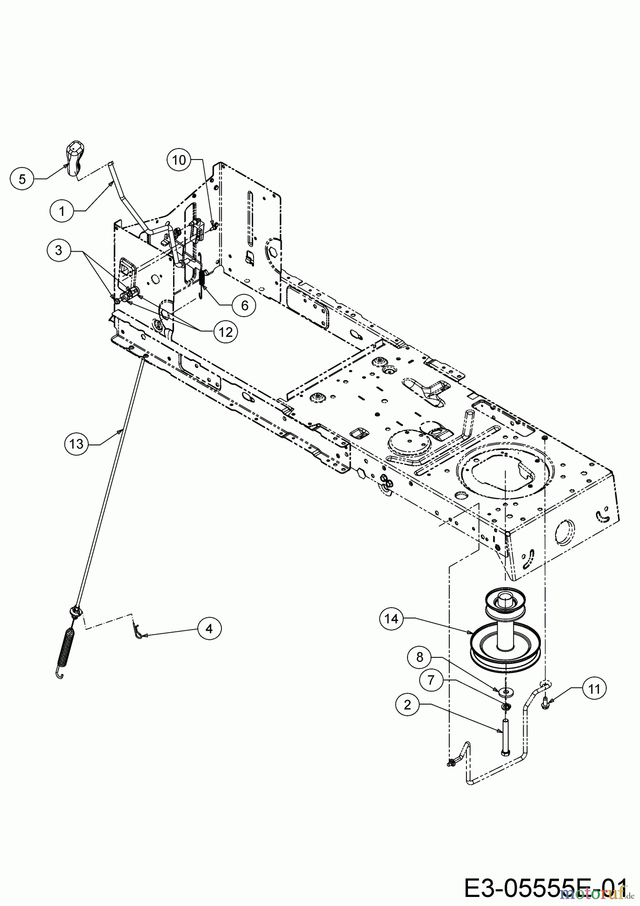  WOLF-Garten Expert Rasentraktoren E 13/96 T 13H2765F650  (2017) Mähwerkseinschaltung, Motorkeilriemenscheibe