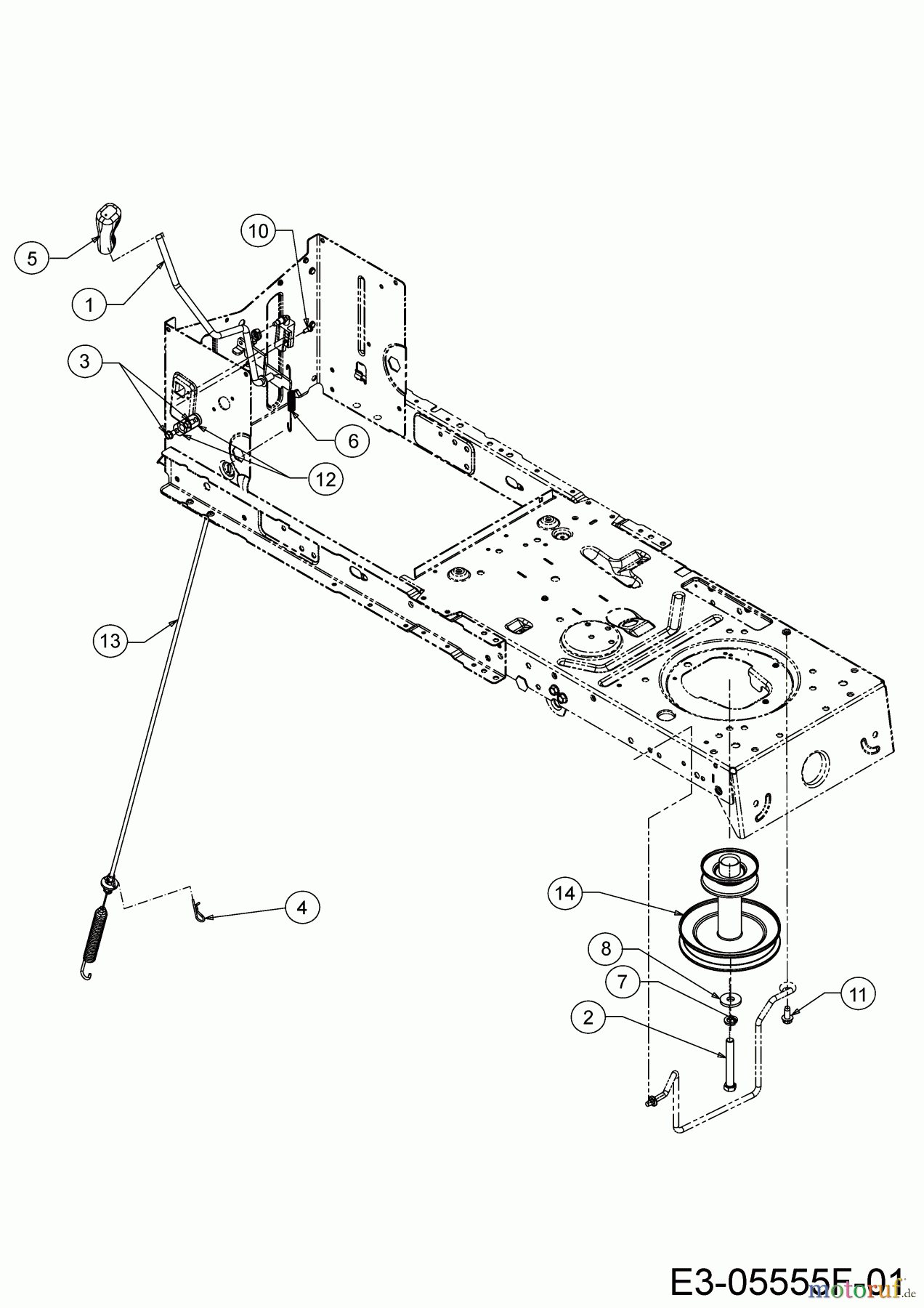  WOLF-Garten Expert Rasentraktoren E 13/96 T 13H2765F650  (2018) Mähwerkseinschaltung, Motorkeilriemenscheibe