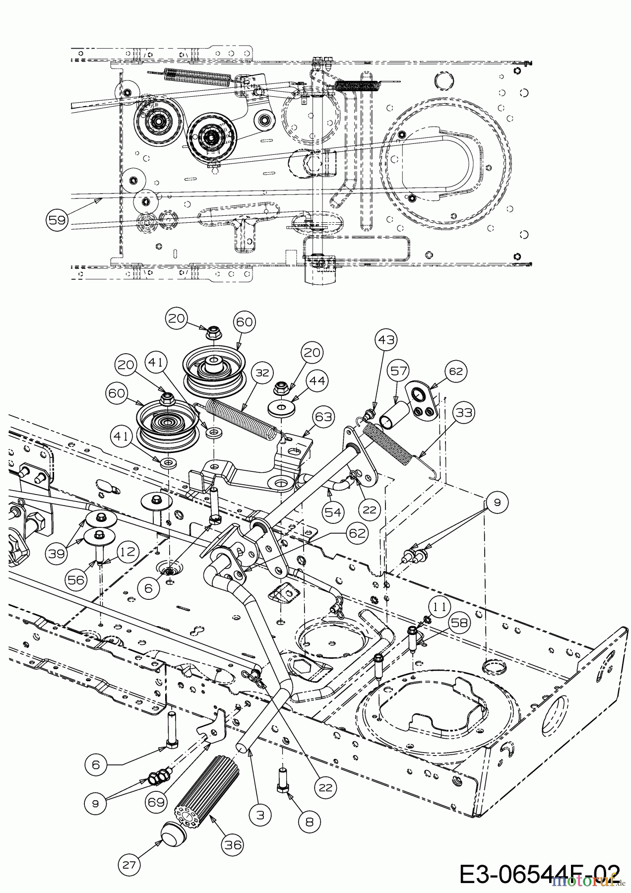  WOLF-Garten Expert Rasentraktoren E 13/96 H 13H2795F650  (2018) Fahrantrieb, Keilriemen, Pedal