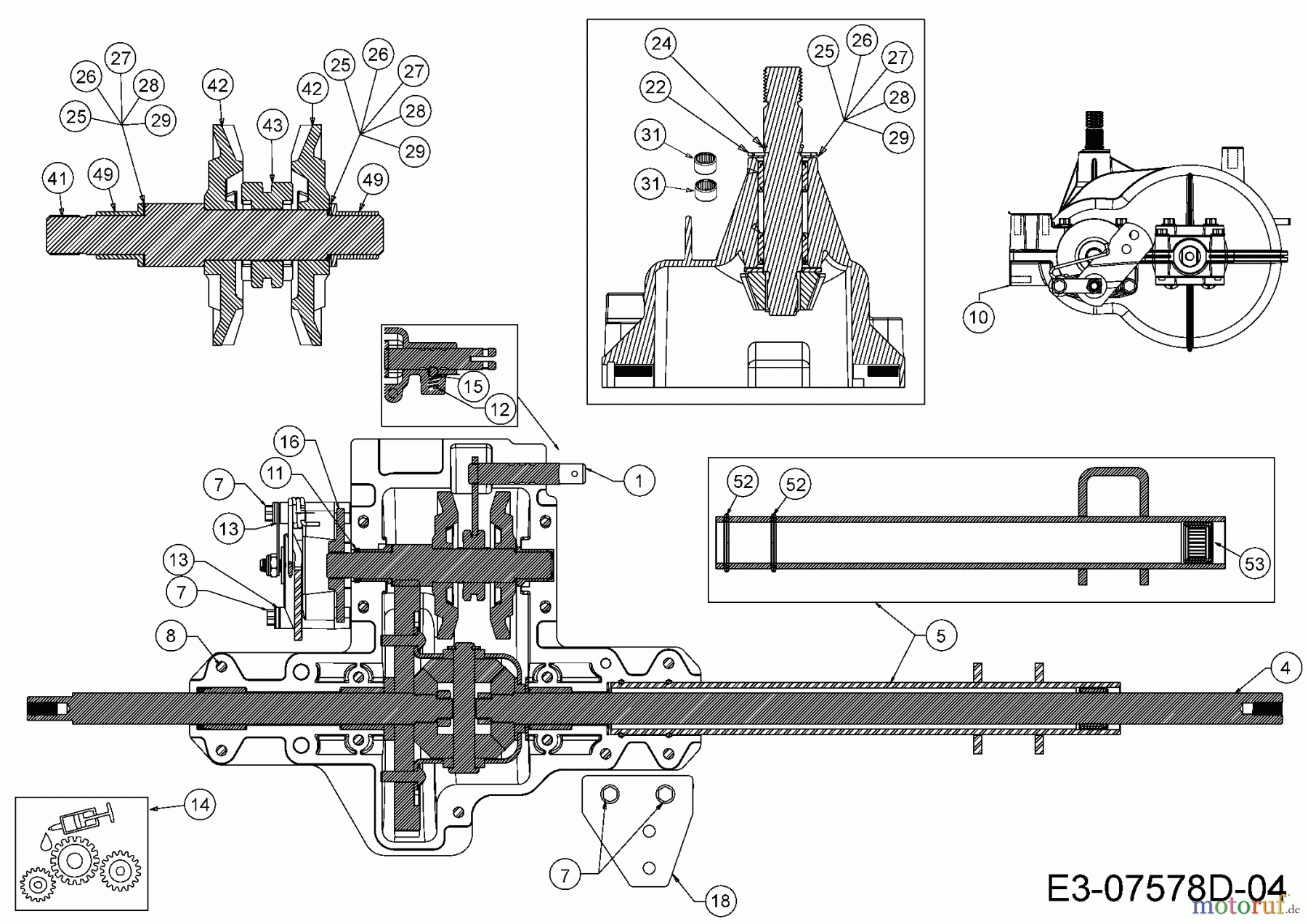  WOLF-Garten Expert Rasentraktoren Expert 92.165 A 13HN90WE650  (2016) Getriebe 618-04331A