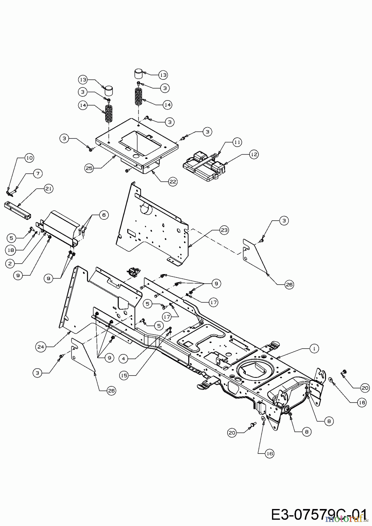  WOLF-Garten Expert Rasentraktoren Expert 92.165 A 13HN90WE650  (2016) Anhängekupplung hinten, Rahmen