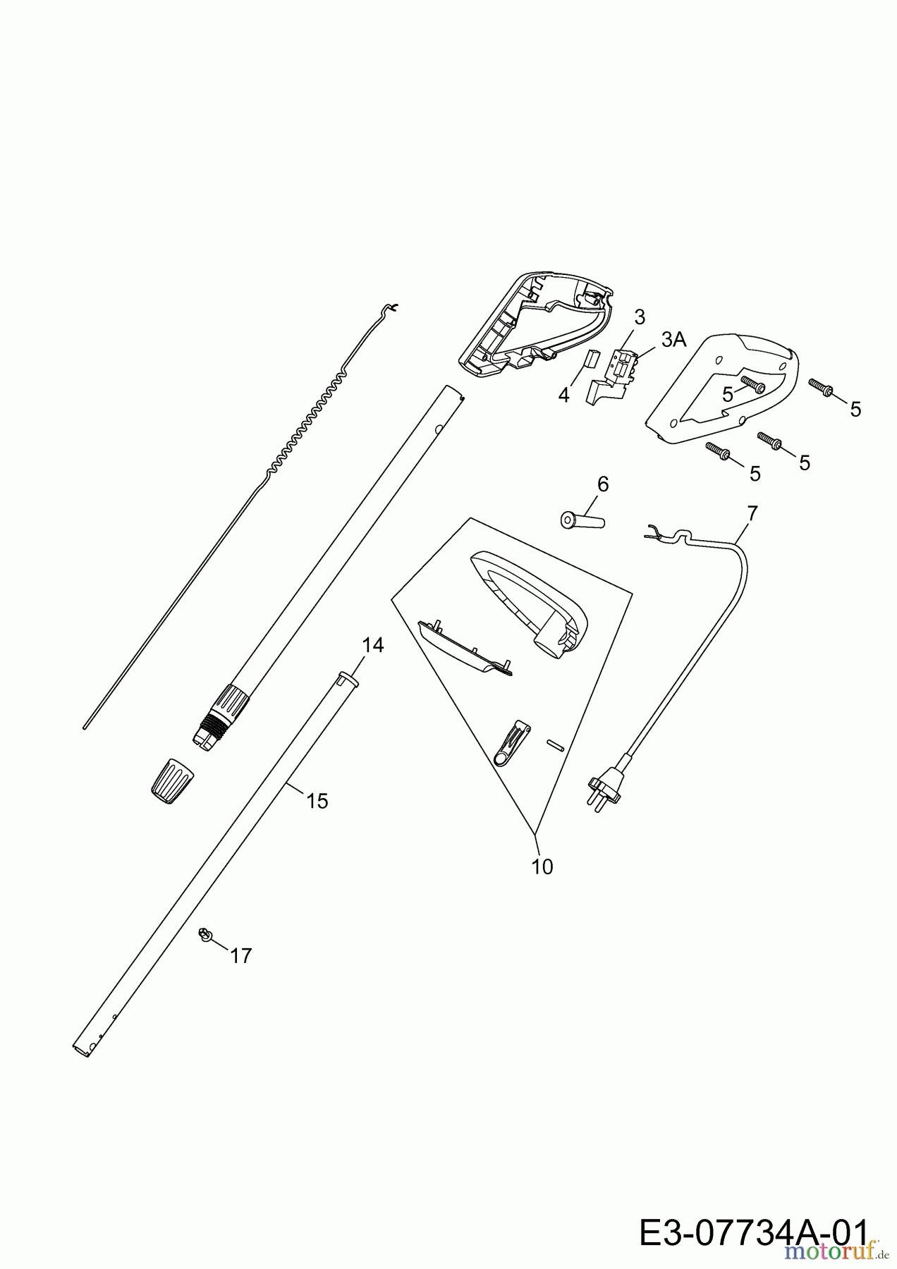  Wolf-Garten Elektrotrimmer GT 840 7130005  (2012) Handgriff, Schalter, Stiel