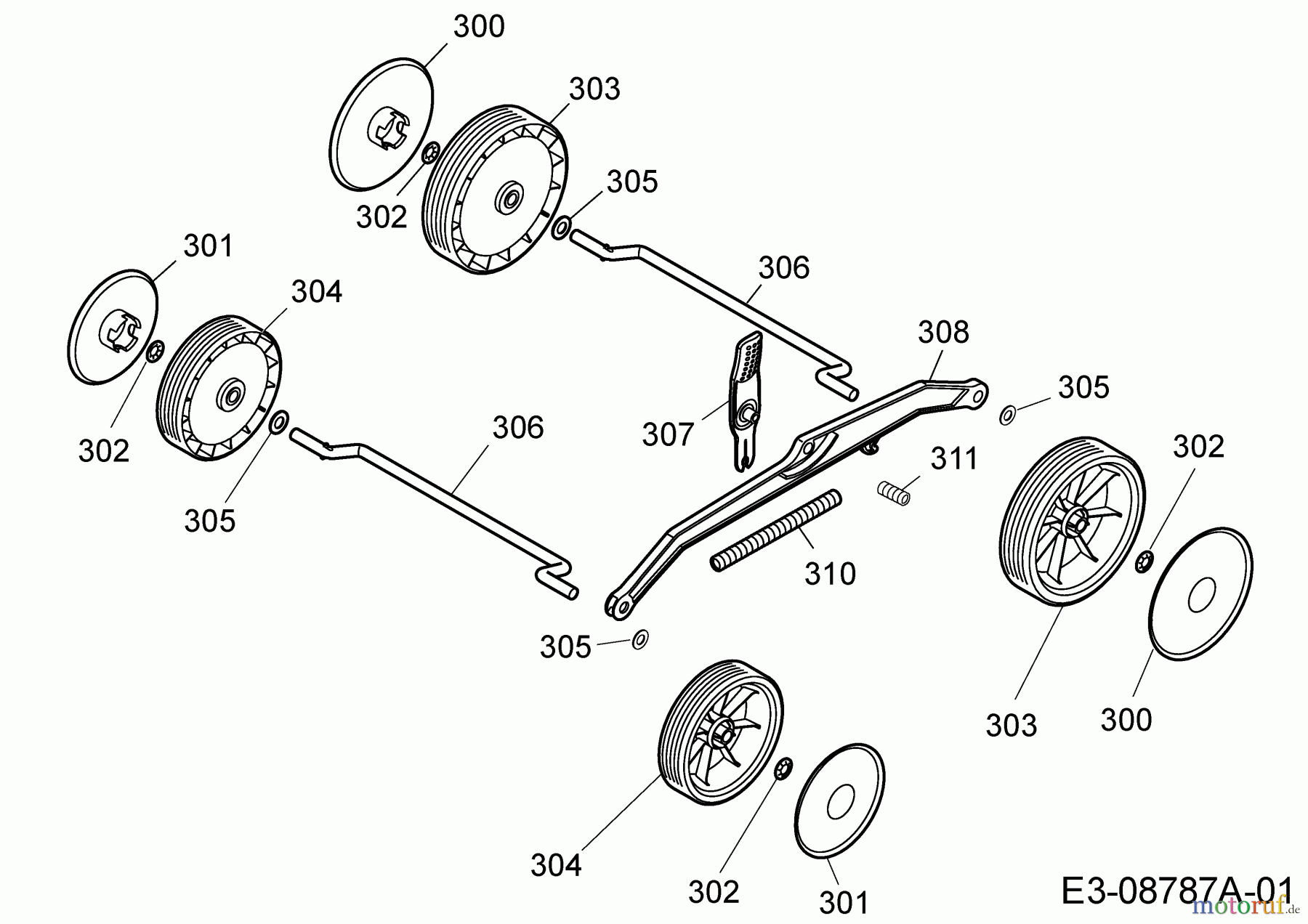  WOLF-Garten Expert Elektromäher Expert 34 E 18CWF1S-C50  (2016) Achse, Höhenverstellung, Räder