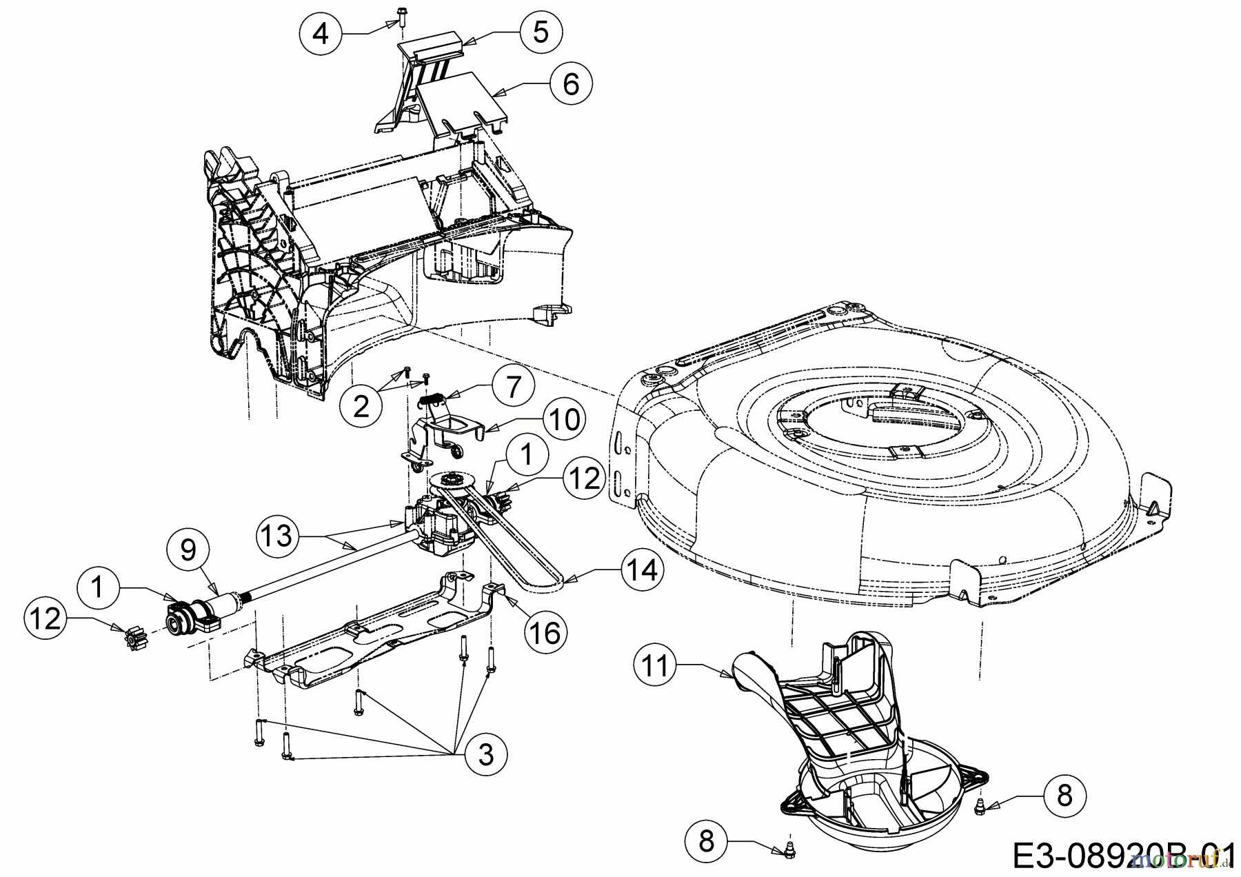  WOLF-Garten Expert Motormäher mit Antrieb Expert 46 BA V HW 12ABTV5E650  (2016) Getriebe, Keilriemen