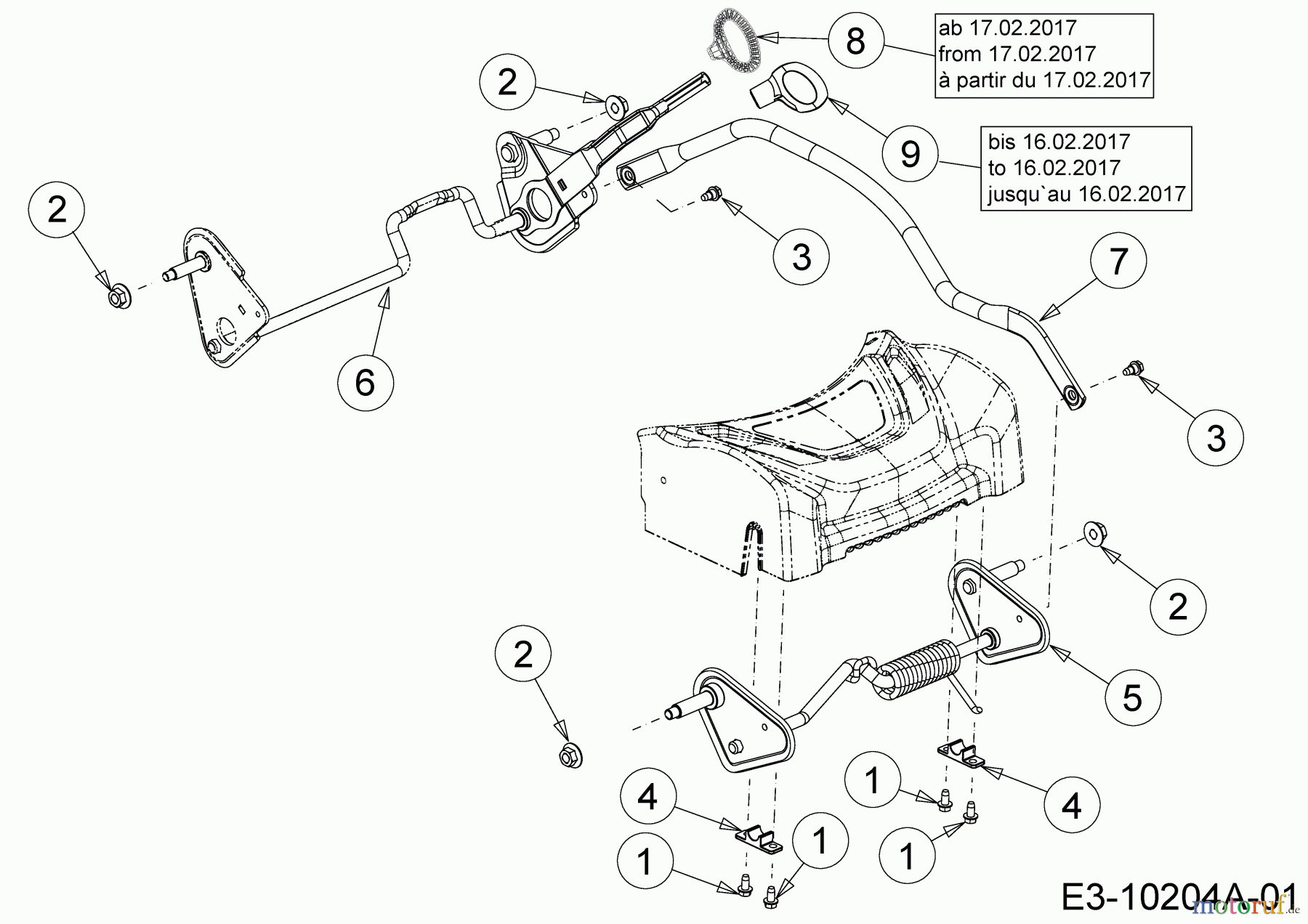  Wolf-Garten Motormäher mit Antrieb AH 4200 H 12A-LV5B650  (2017) Achsen, Höhenverstellung