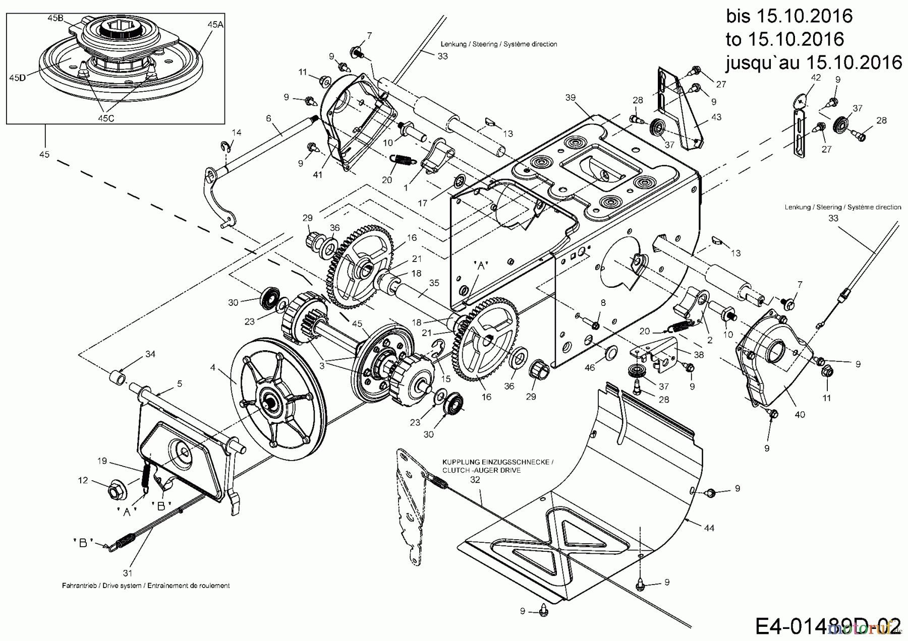  Wolf-Garten Schneefräsen SF 66 E 31AY54T3650  (2017) Fahrantrieb bis 15.10.2016