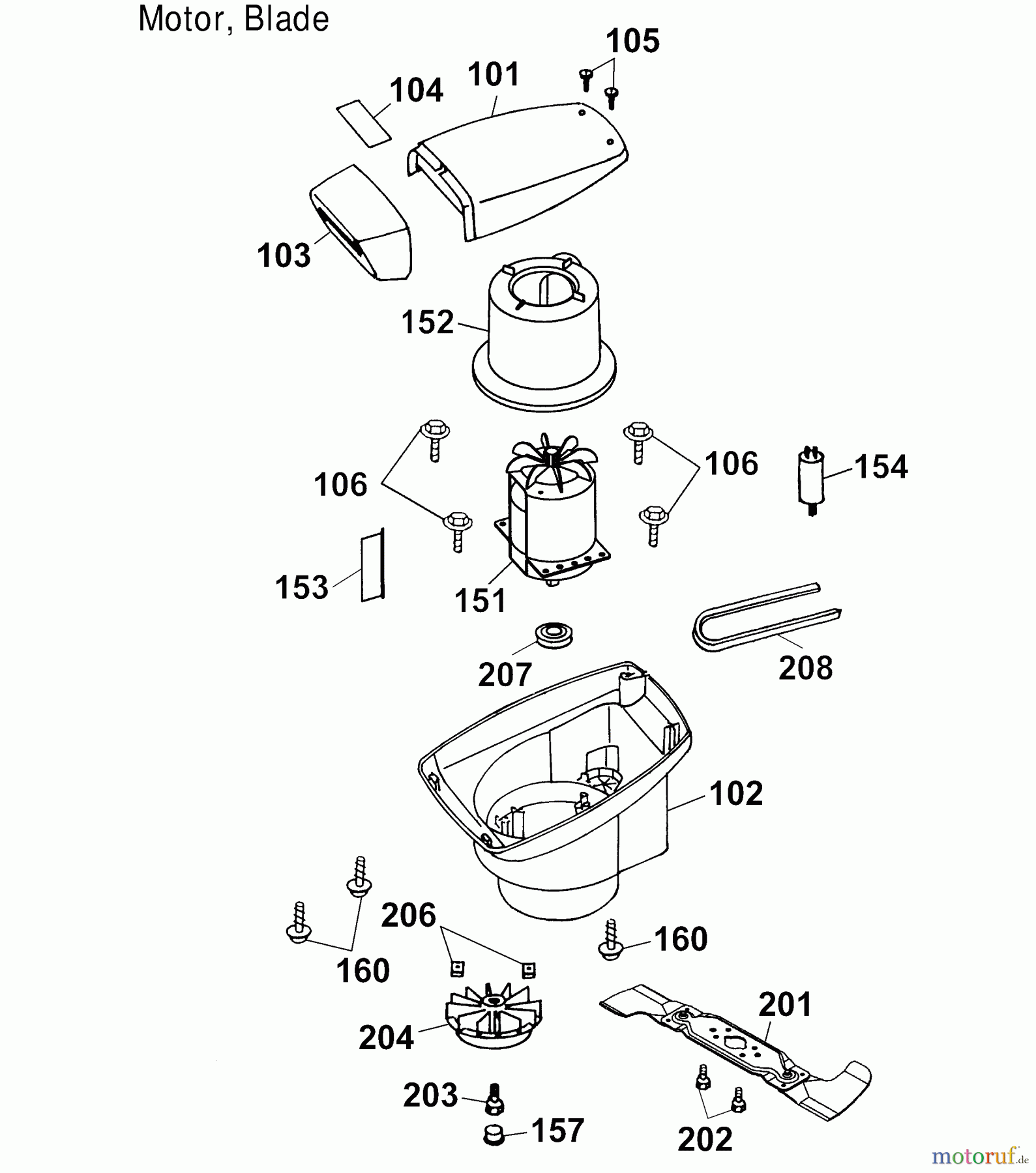  Wolf-Garten Elektromäher mit Antrieb Premio 46 EA 4629000 Serie B, C  (2003) Abdeckhaube Motor, Messer, Motor